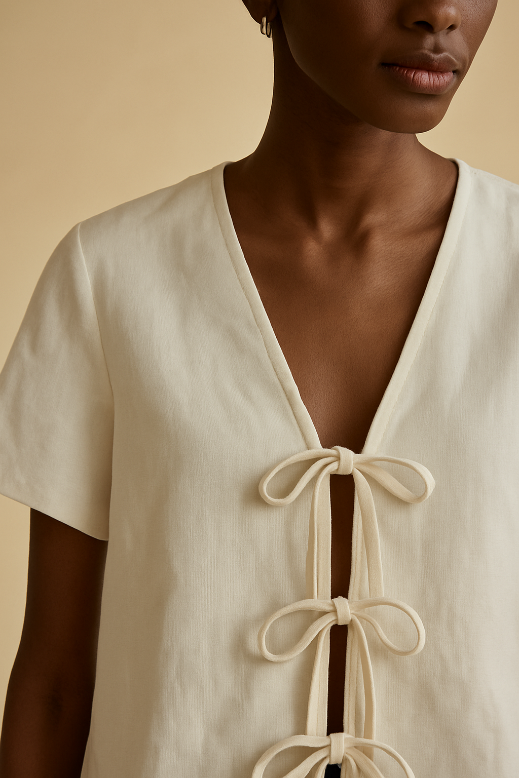 Blusa Lacinhos Frontais 100% Linho