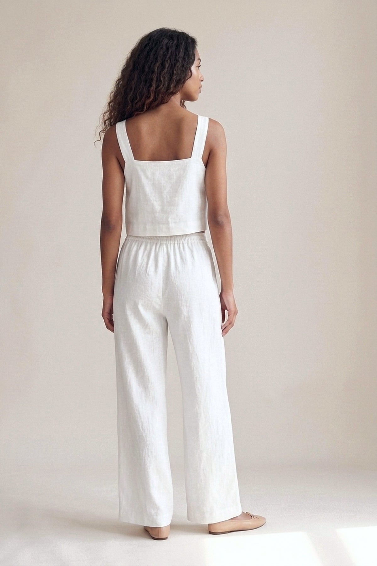 Calça Sandra Linho Puro Branco — Costas