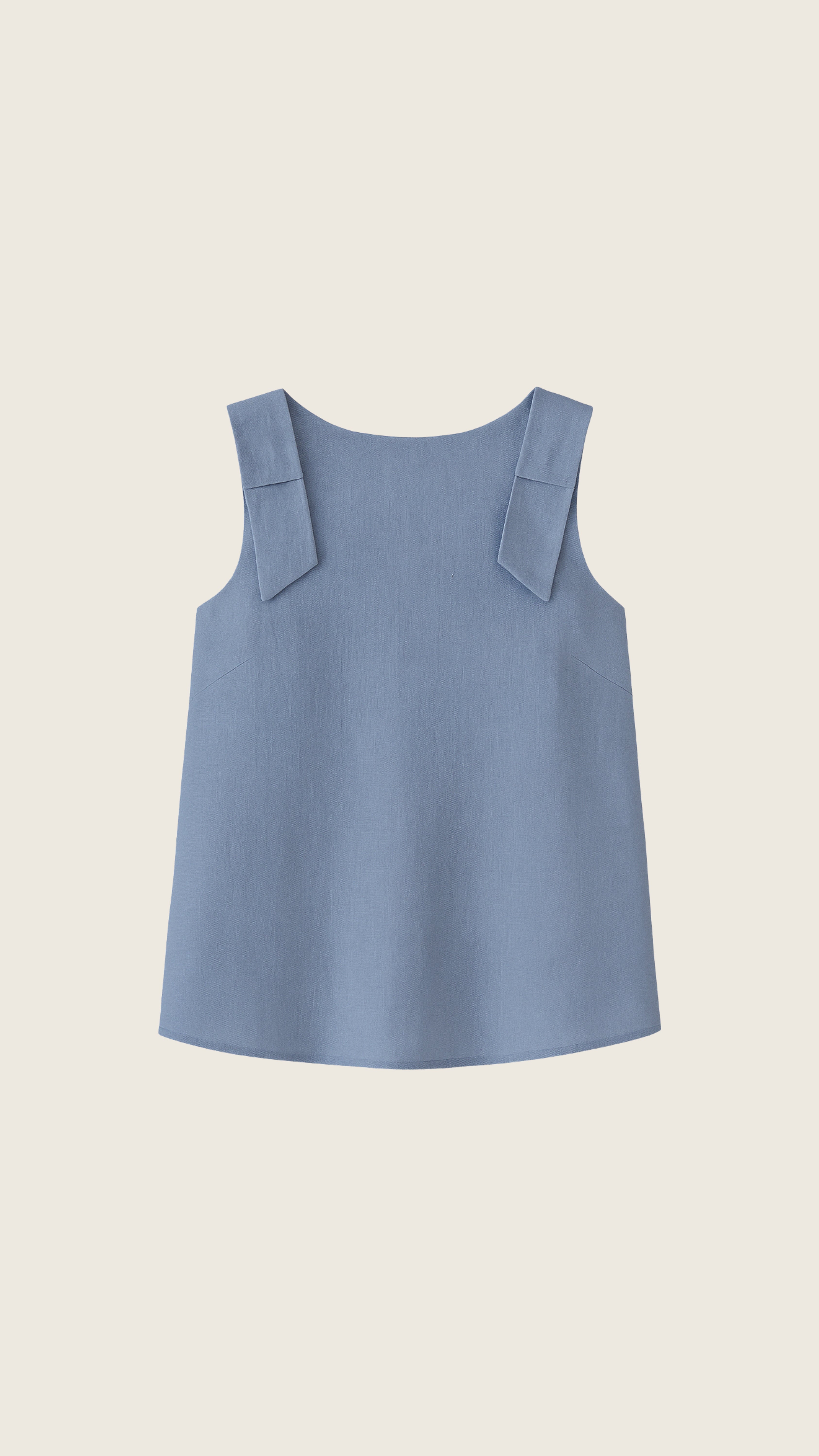 Regata Beatriz 100% Linho Azul Névoa