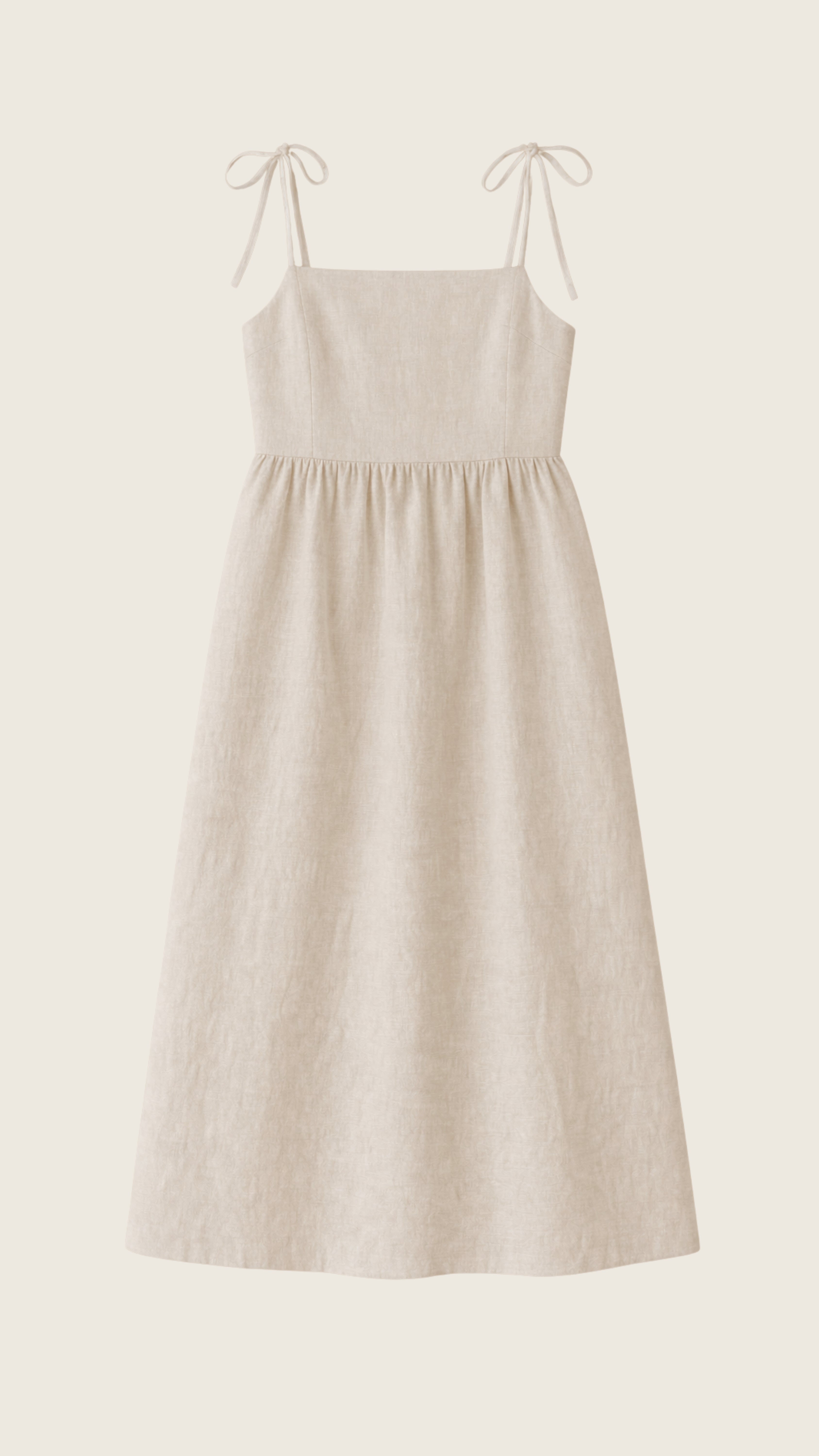 Vestido Longo Feminino Dália de Linho Puro · Evasê com Alças Ajustáveis | Baddu