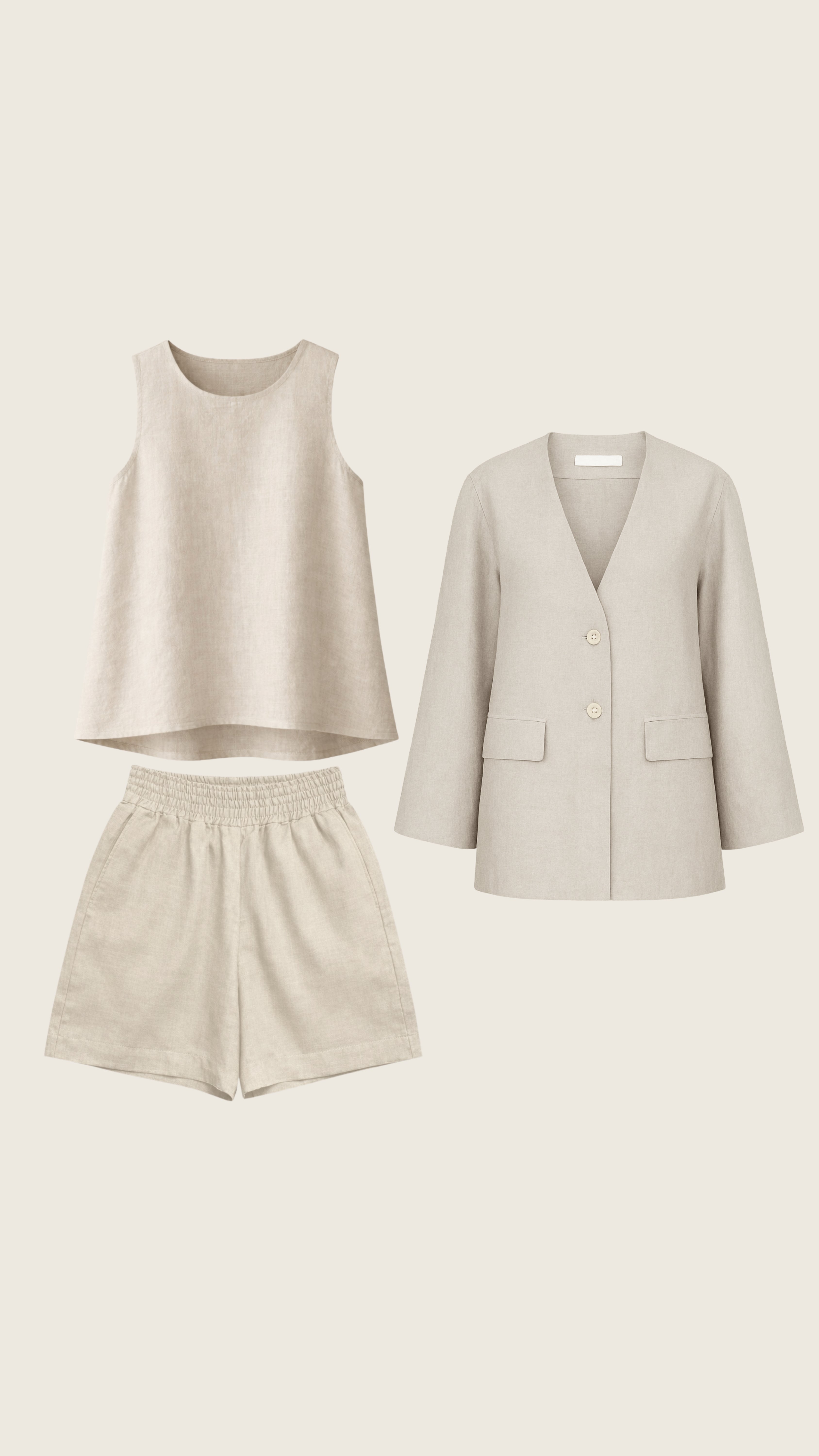 Set Olívia 100% Linho Cru - 3 Peças