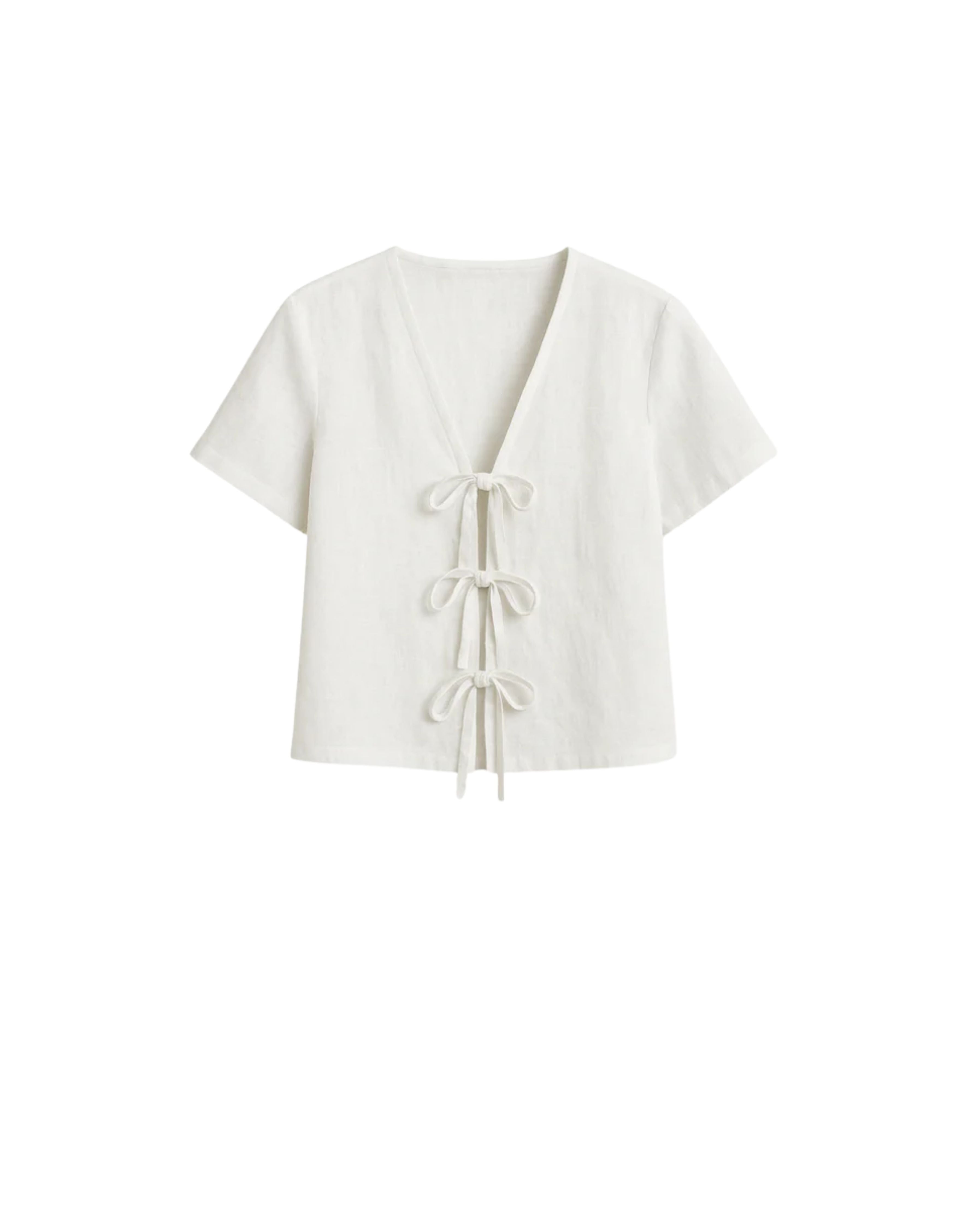 Blusa Lacinhos Frontais 100% Linho