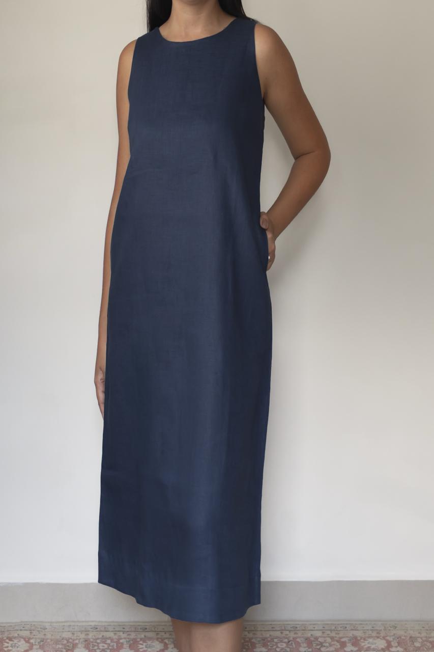 Vestido Marcia 100% Linho Marinho