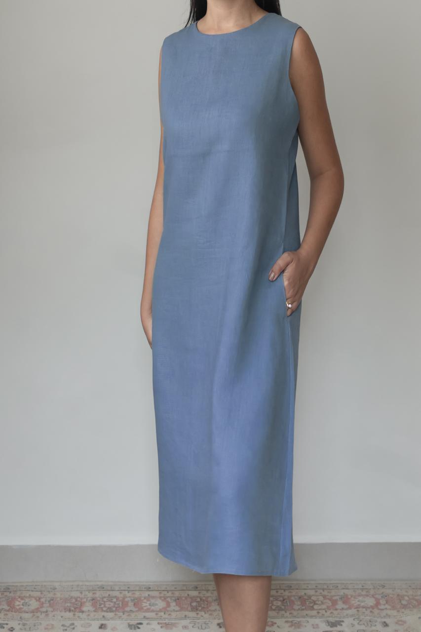 Vestido Marcia 100% Linho Névoa