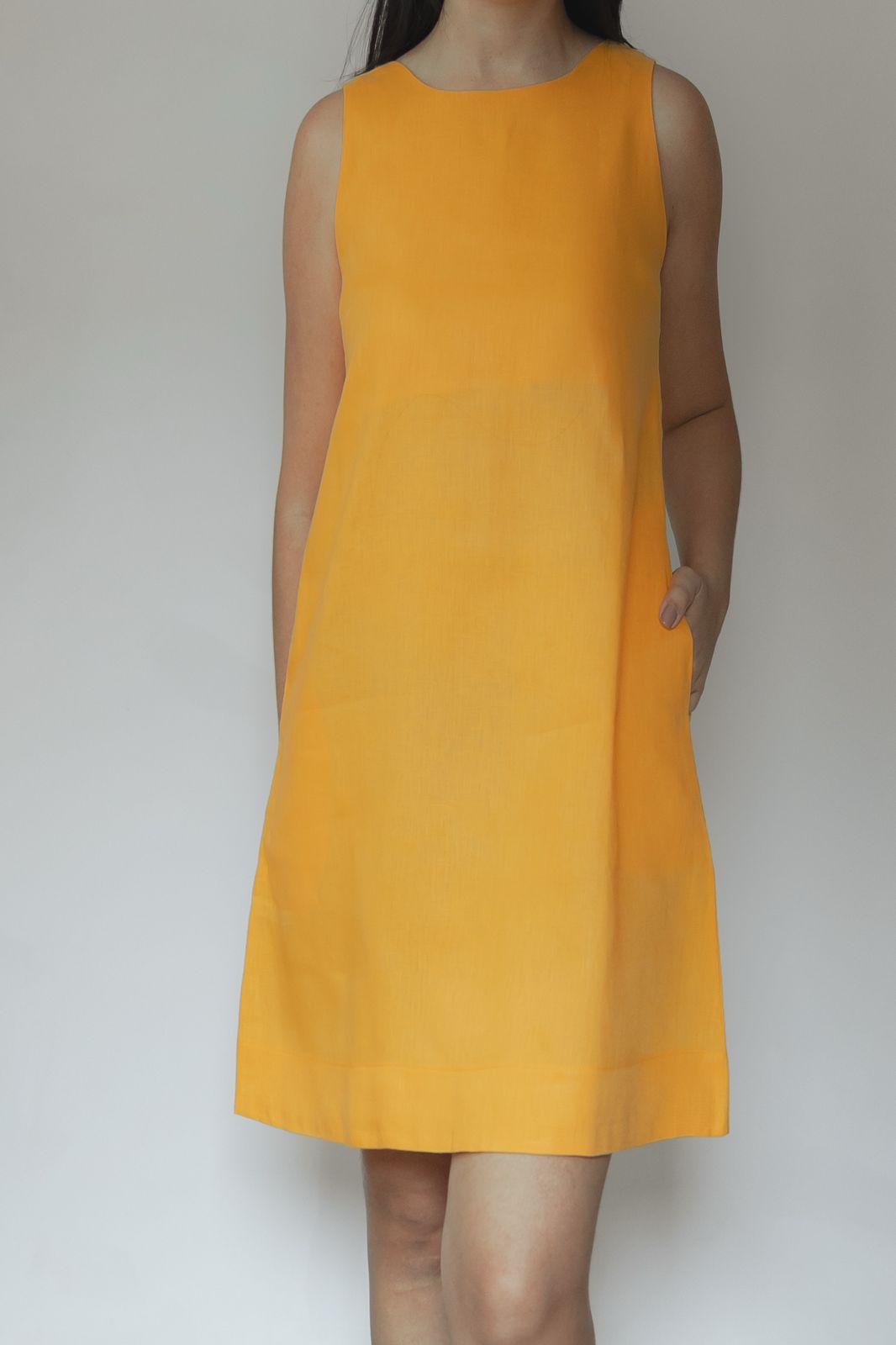 Vestido Alice 100% Linho Mostarda