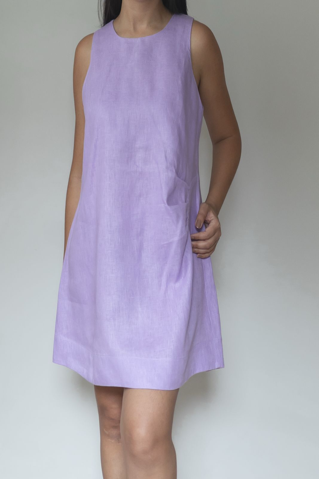 Vestido Alice 100% Linho Lilás