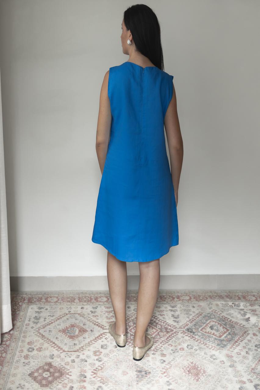 Vestido Lila 100% Linho Azul Cobalto