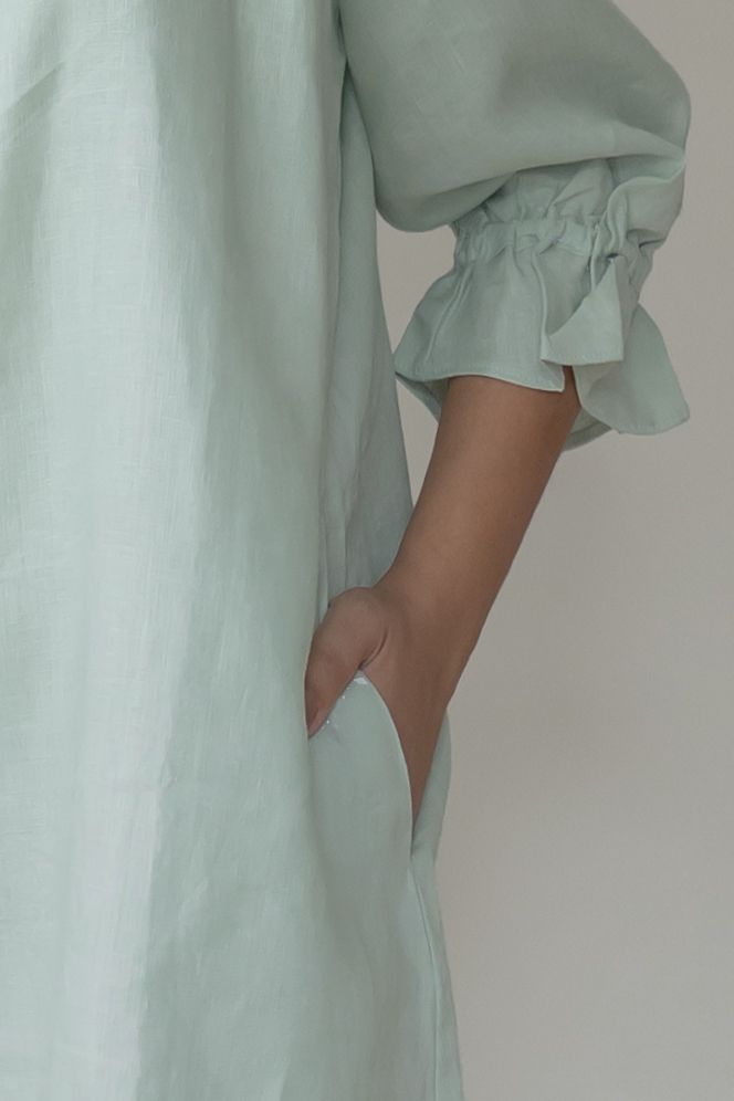 Vestido Larissa 100% Linho Verde Menta