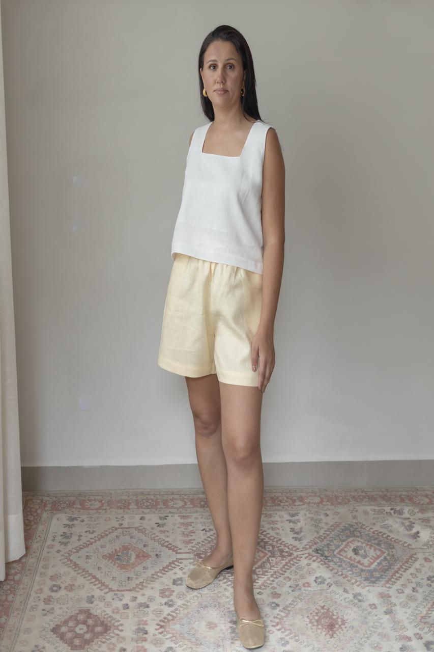 Short Dora 100% Linho Manteiga