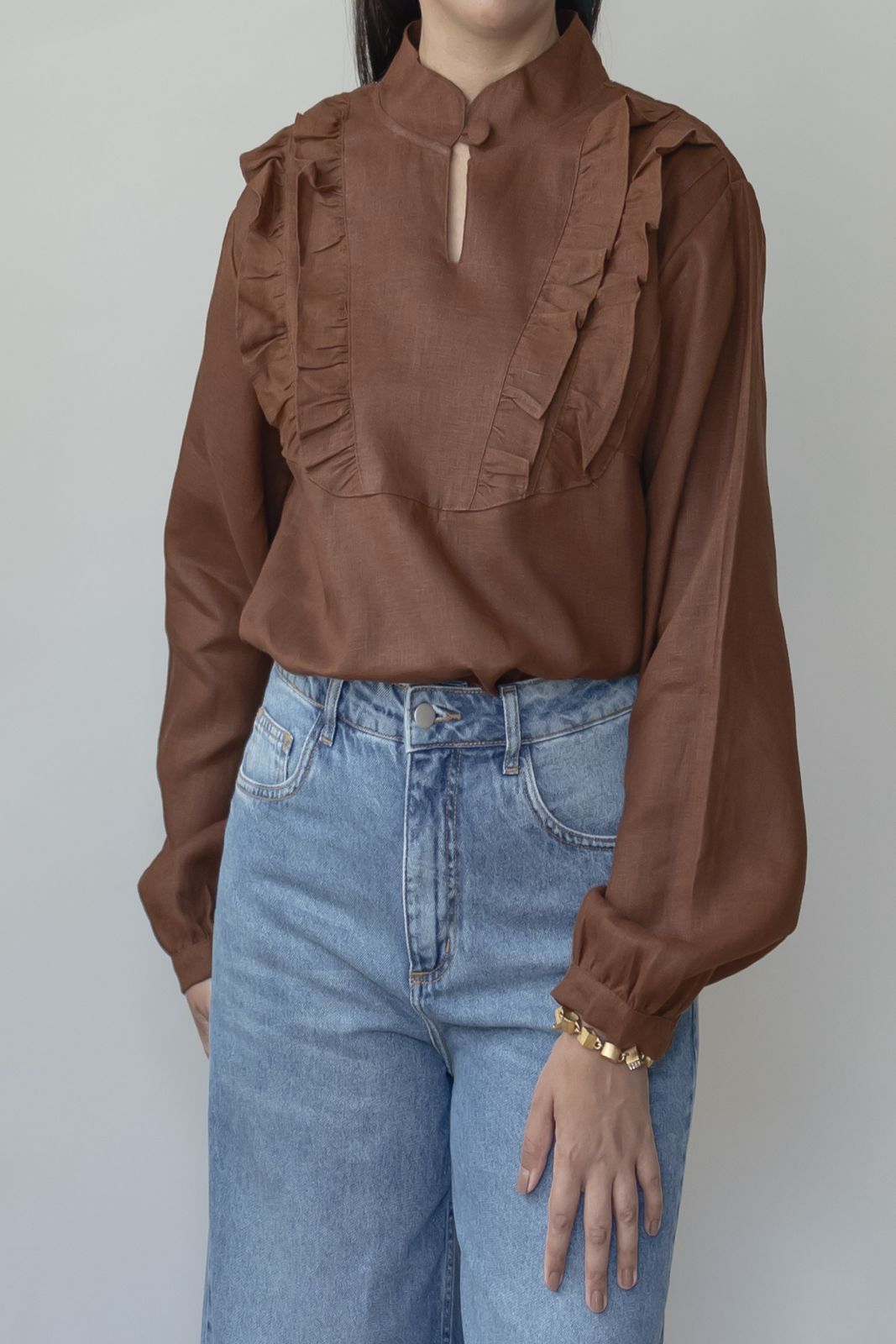 Camisa Laura 100% Linho Chocolate