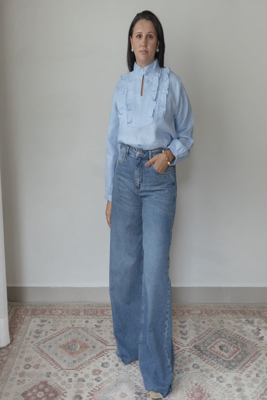 Camisa Laura 100% Linho Hortênsia