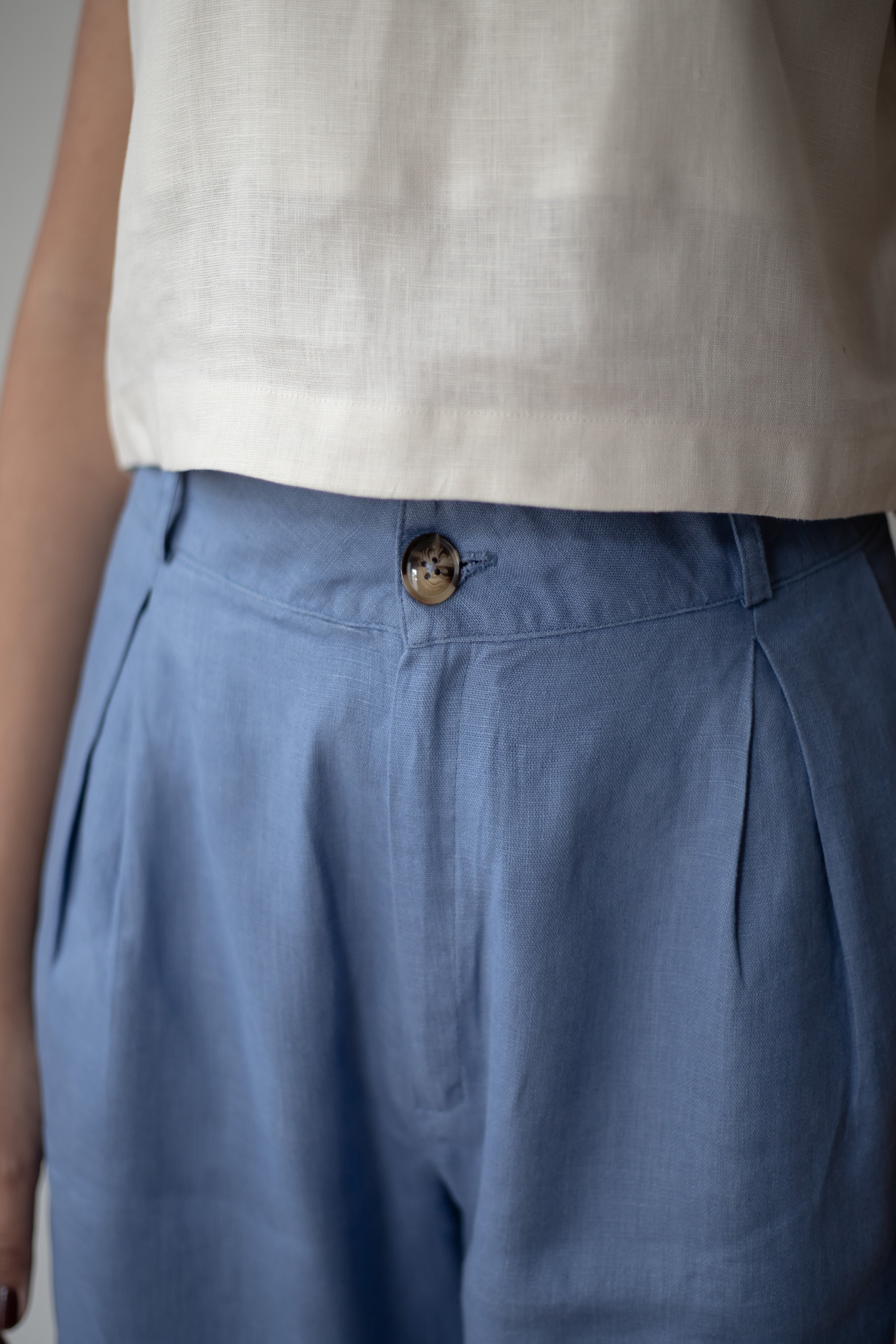 Calça Vera 100% Linho Azul médio