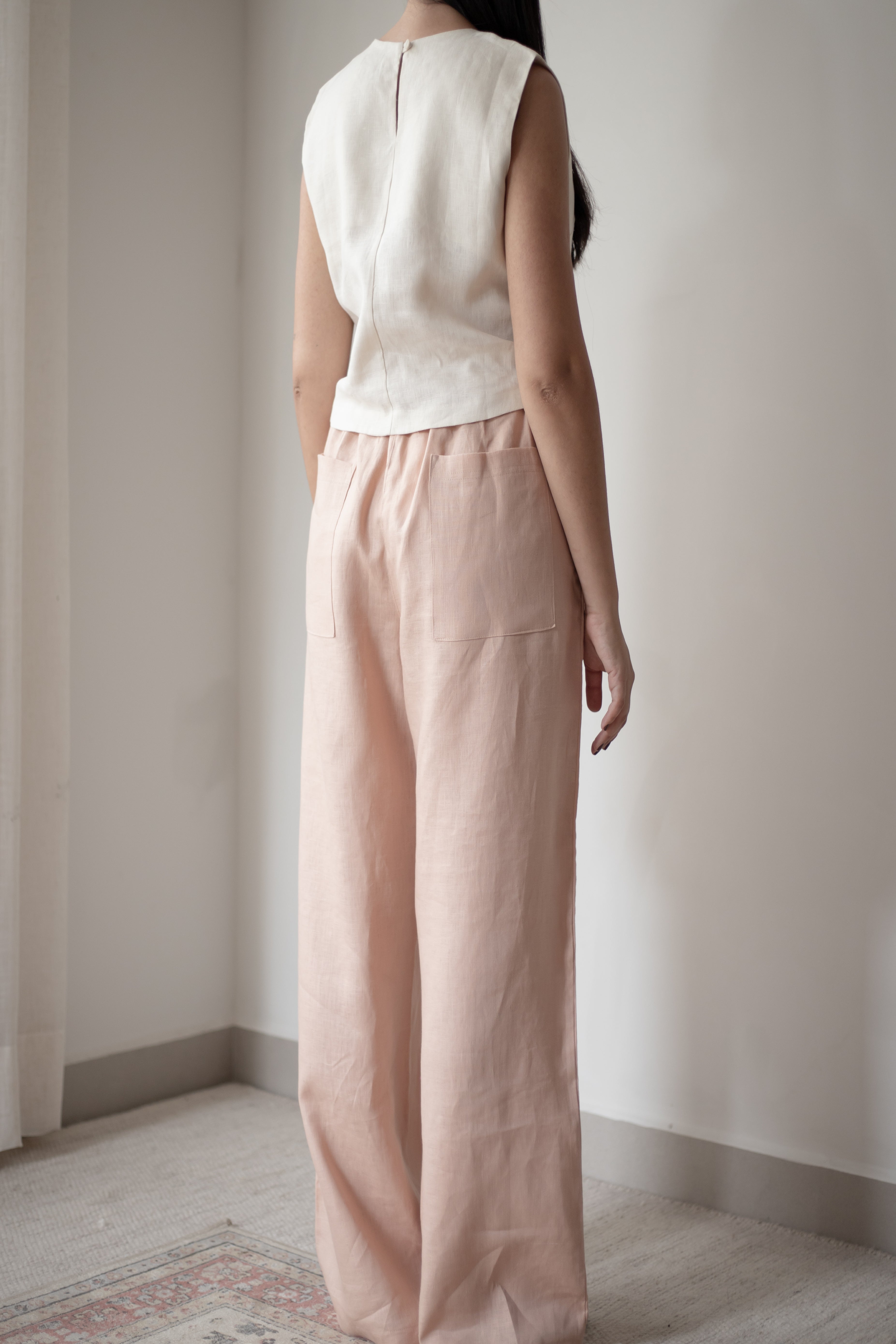 Calça Sandra 100% Linho Rosê nude