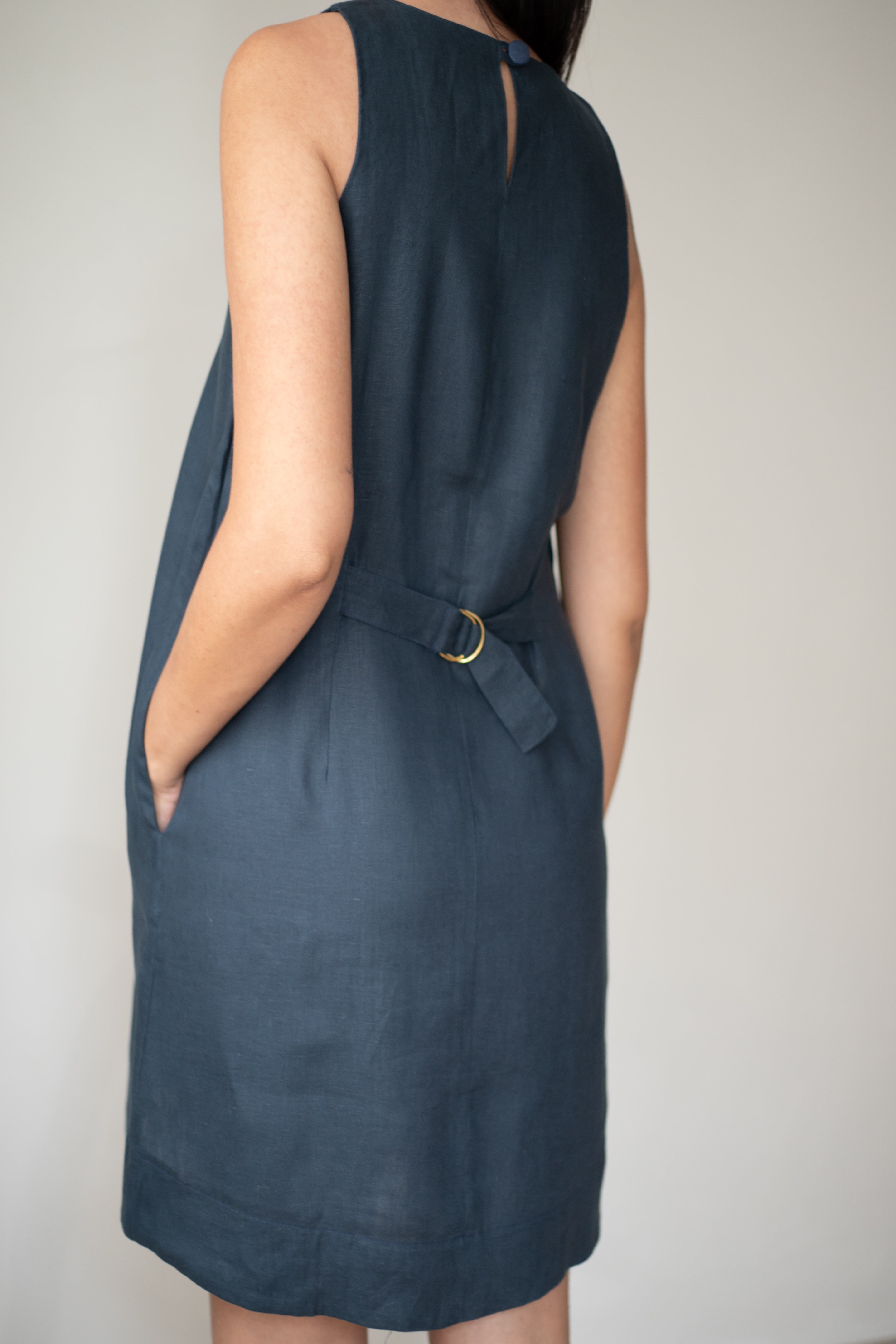 Vestido Alice 100% Linho Marinho