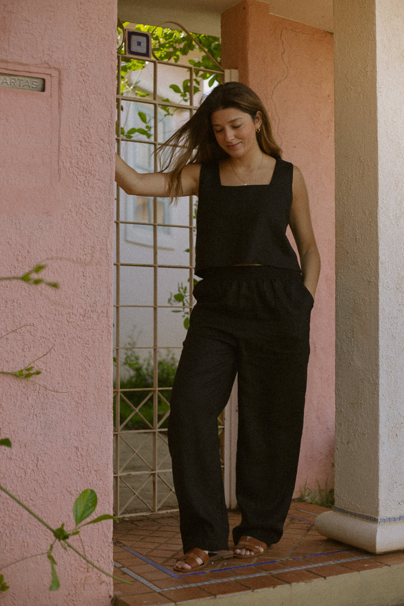 Set Lia 100% Linho Preto - 2 Peças