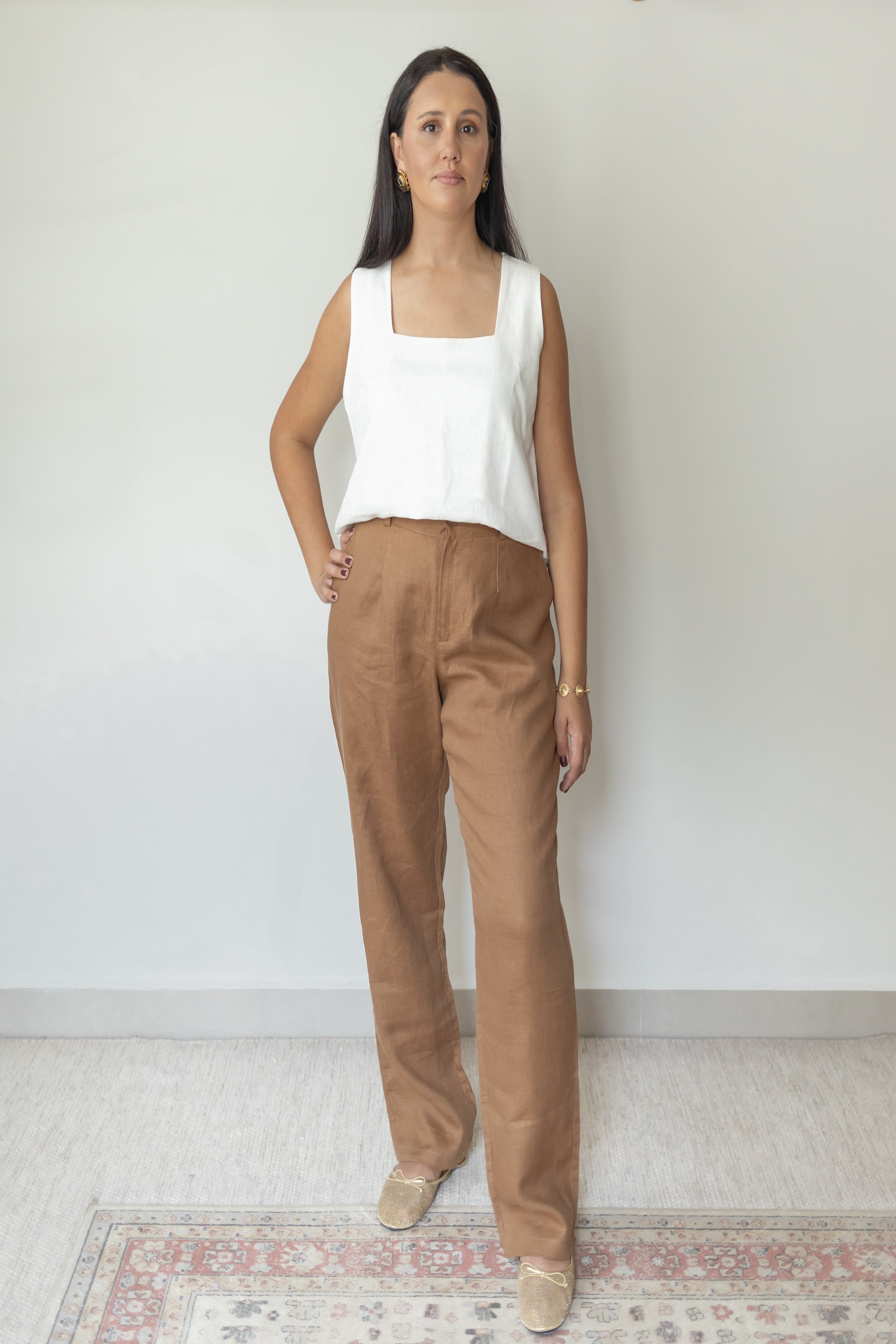 Calça Camila 100% Linho Chocolate