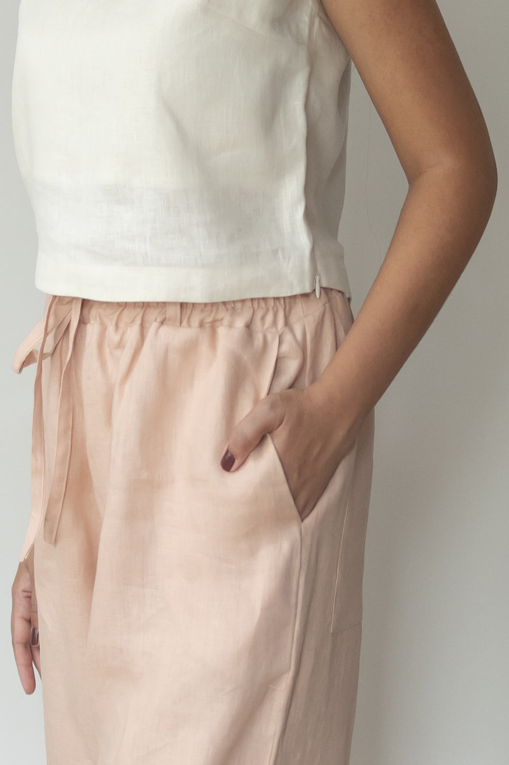 Calça Sandra 100% Linho Rosê nude