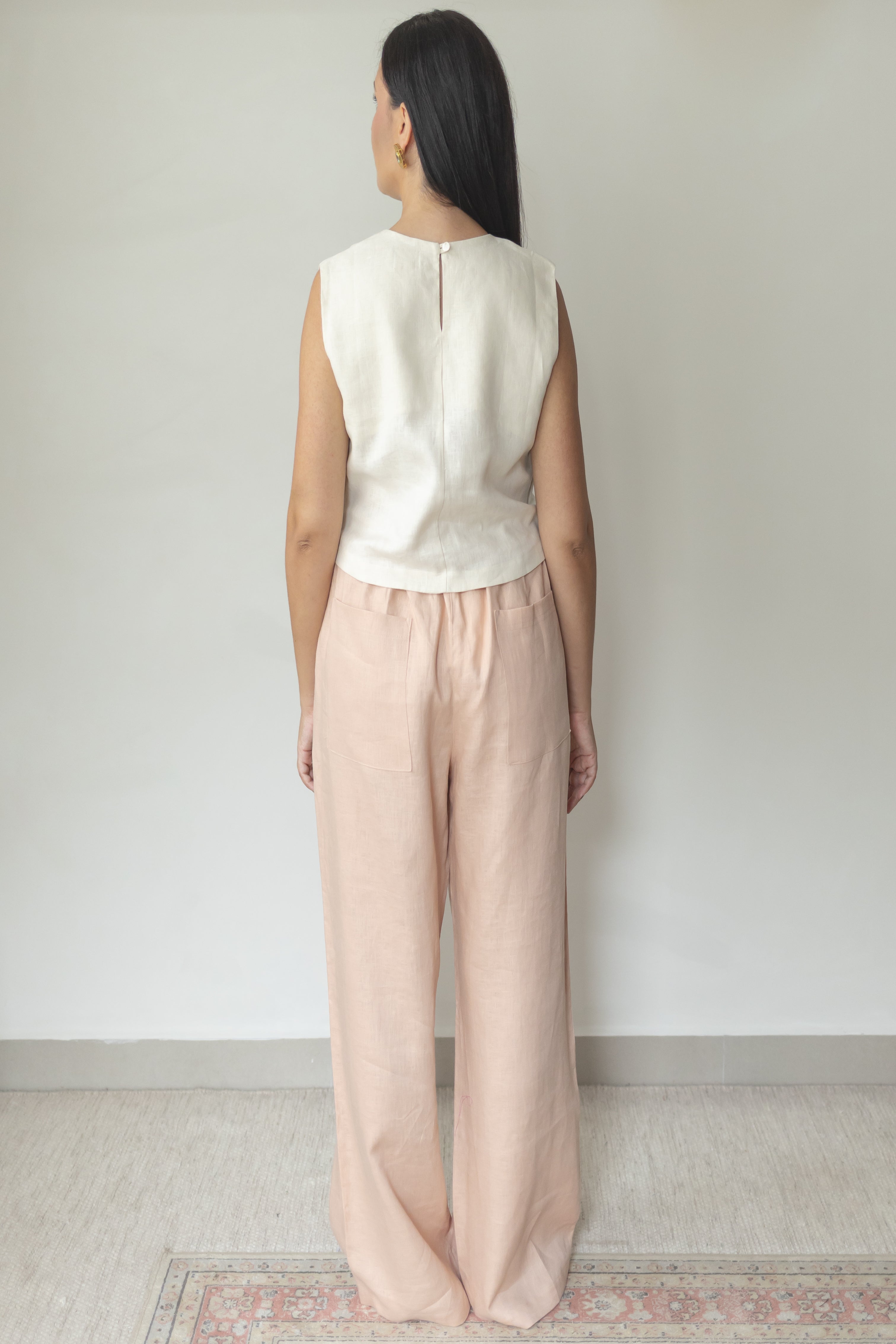 Calça Sandra 100% Linho Rosê nude