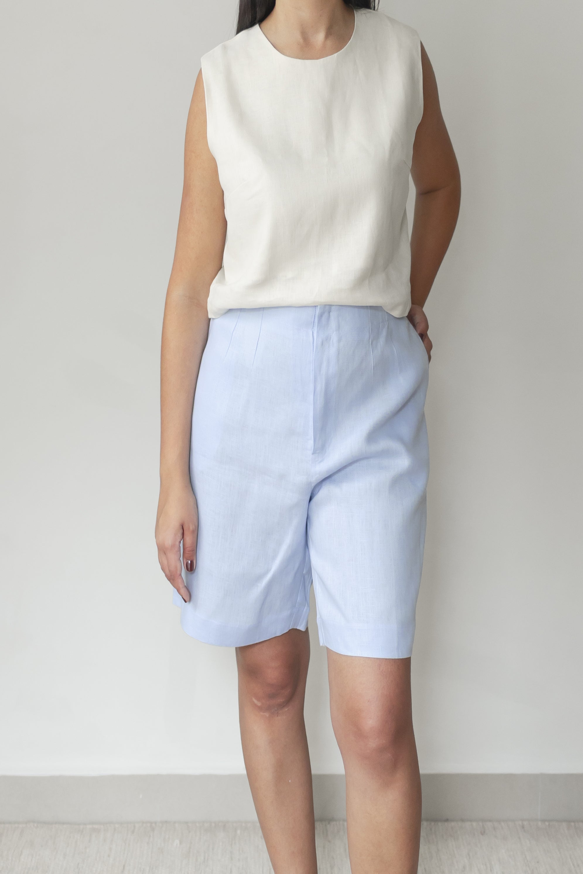 Bermuda Mayara 100% Linho Hortênsia