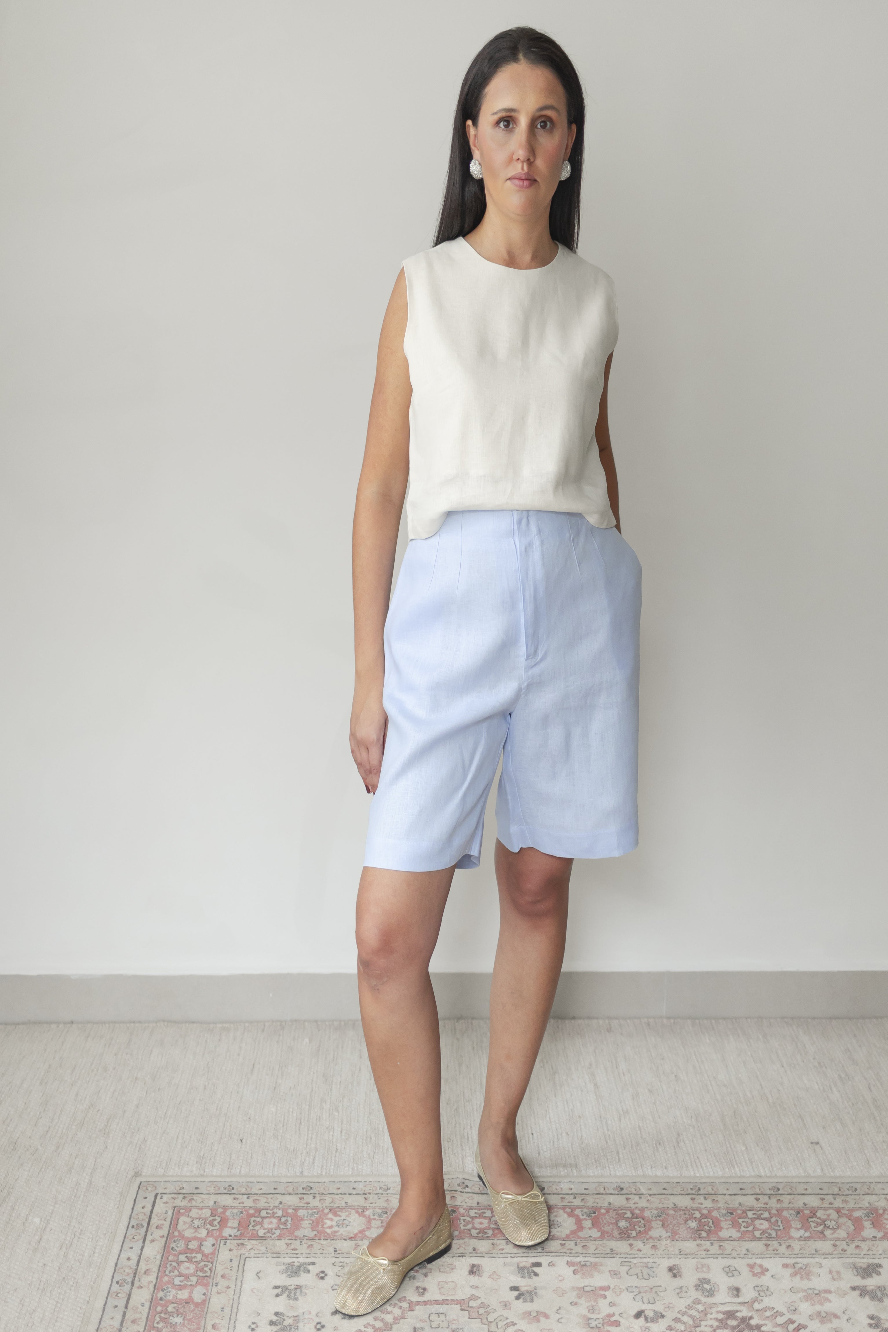 Bermuda Mayara 100% Linho Hortênsia