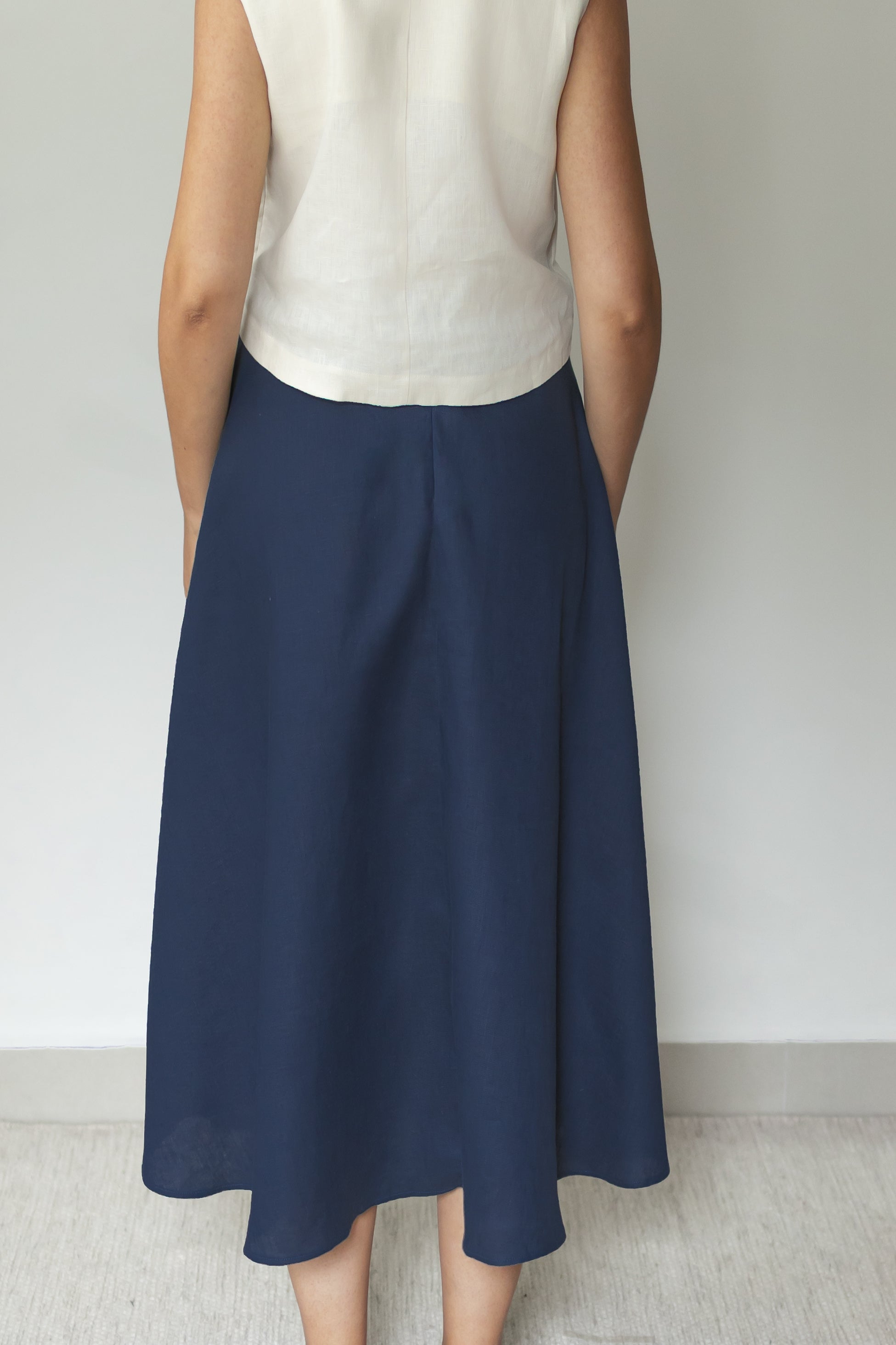 Saia Godê 100% Linho Marinho