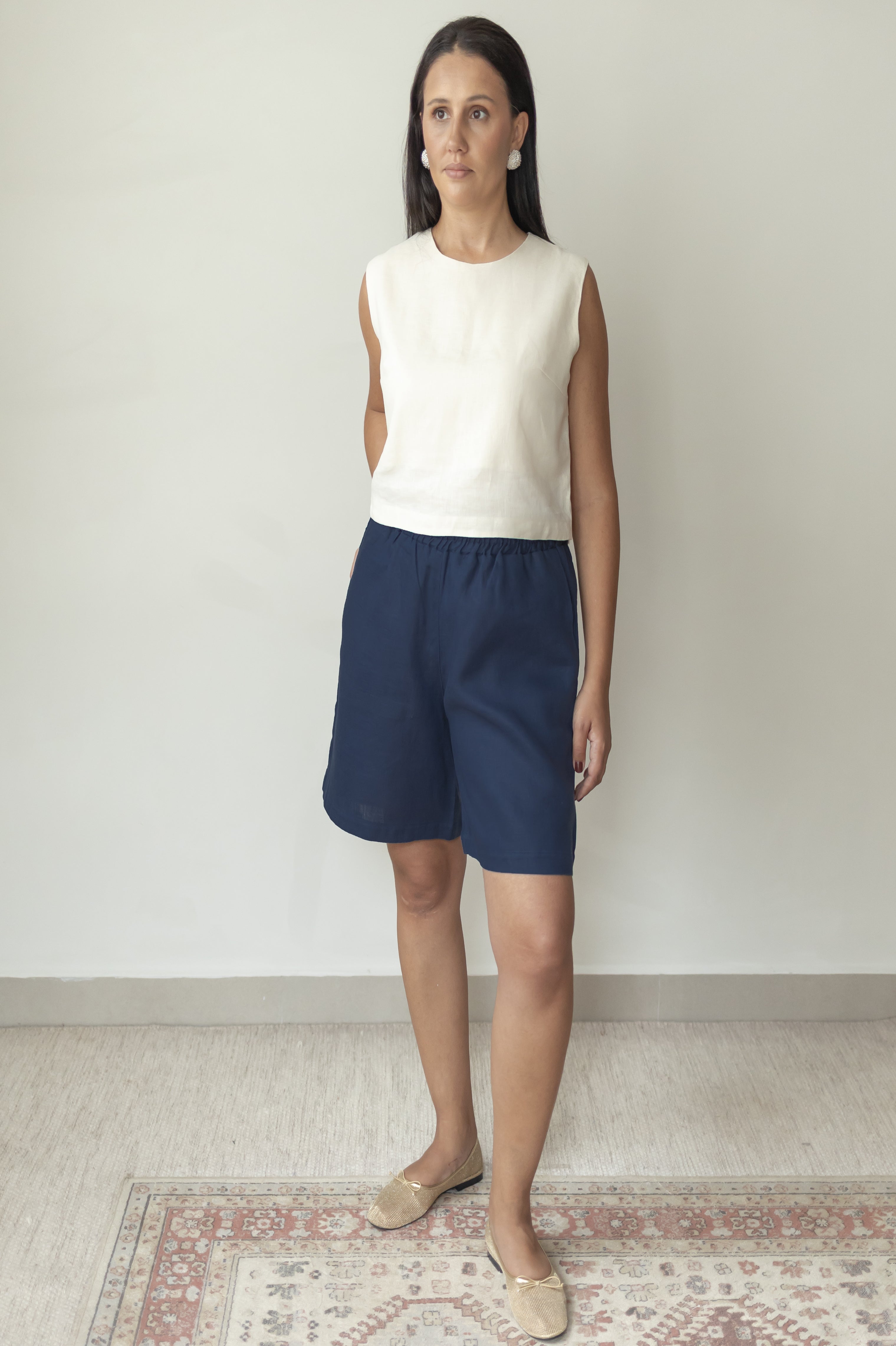 Short Dora 100% Linho Marinho