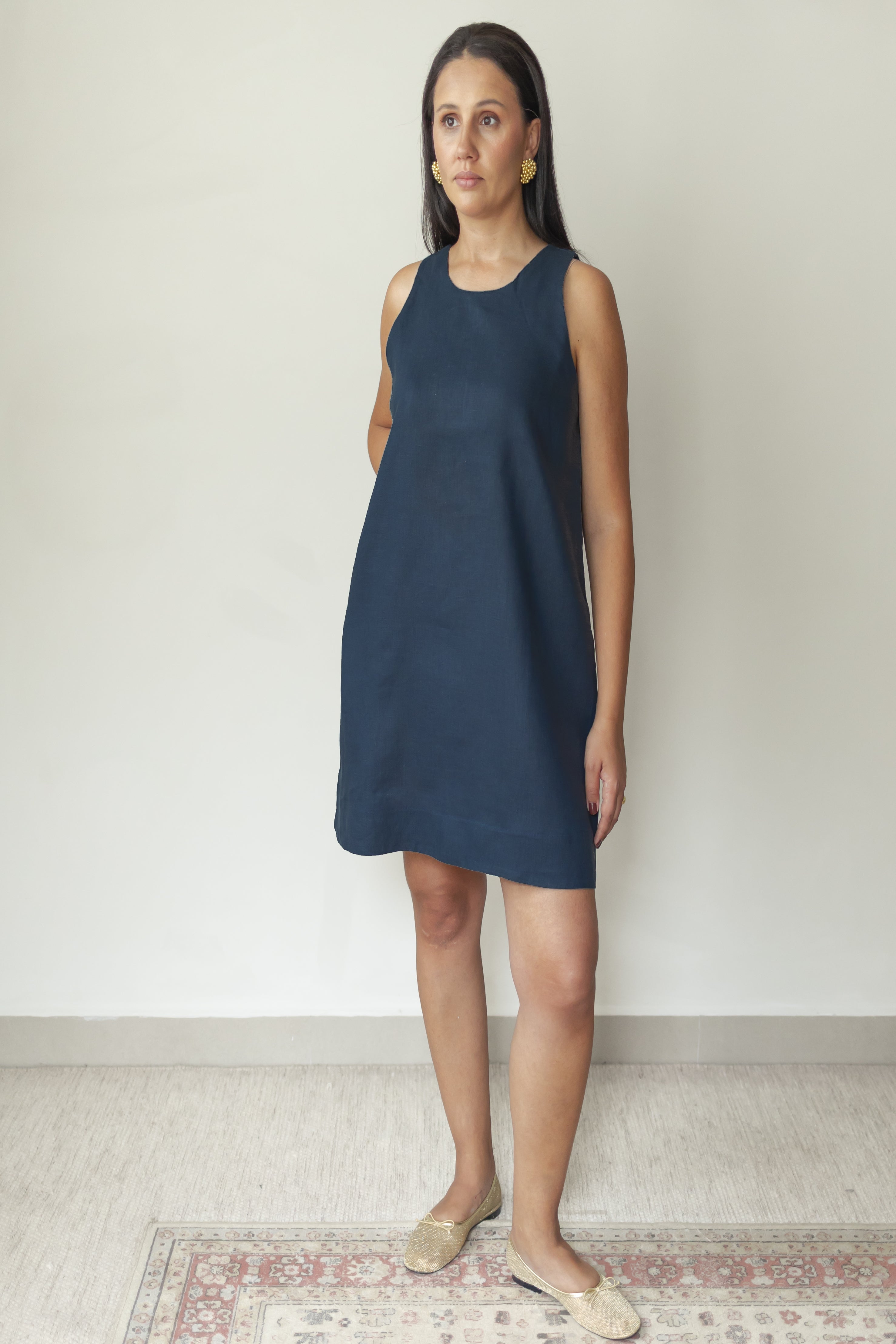 Vestido Alice 100% Linho Marinho