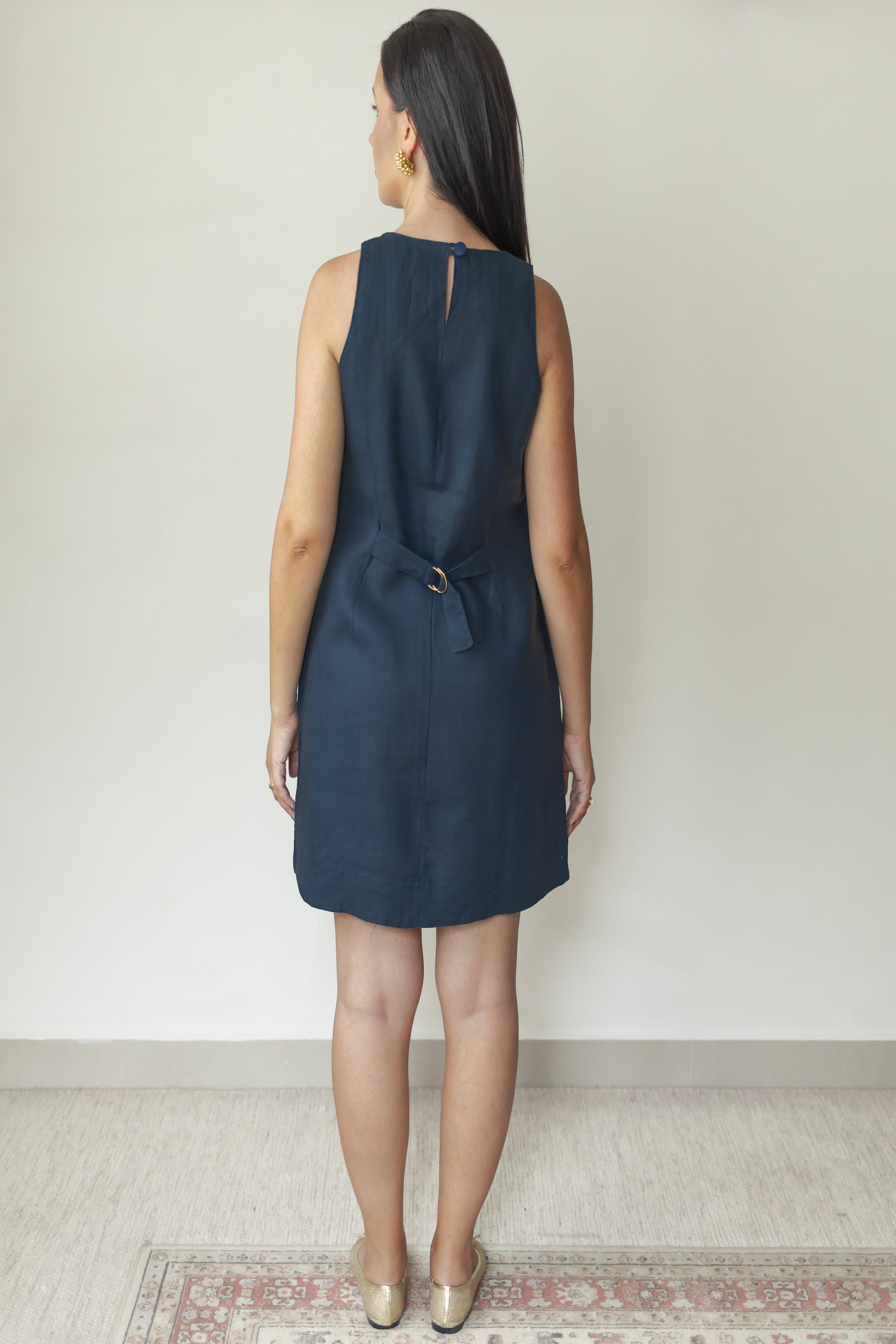 Vestido Alice 100% Linho Marinho