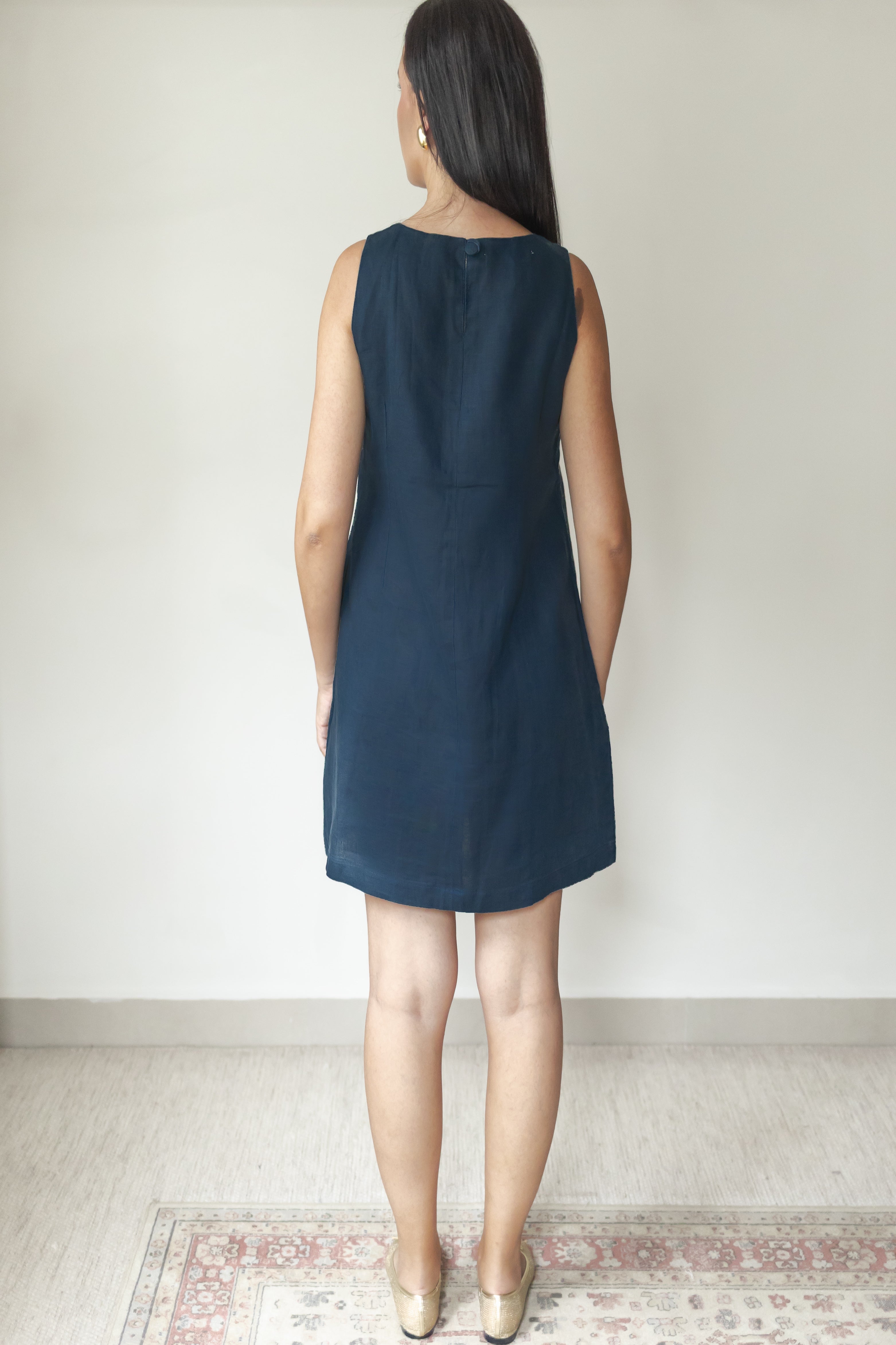 Vestido Isabeli 100% Linho Marinho