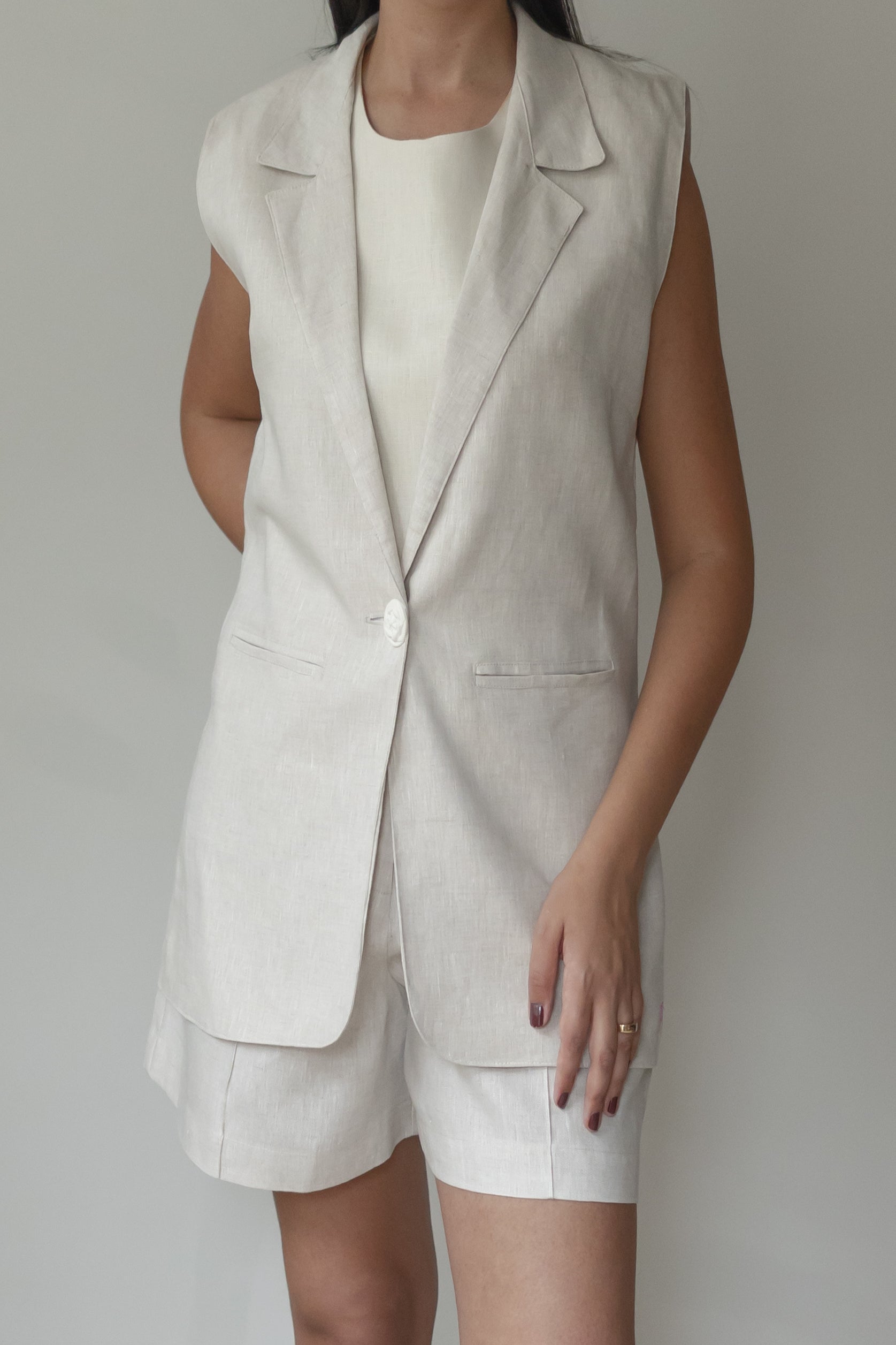 Colete Aline 100% Linho Cru