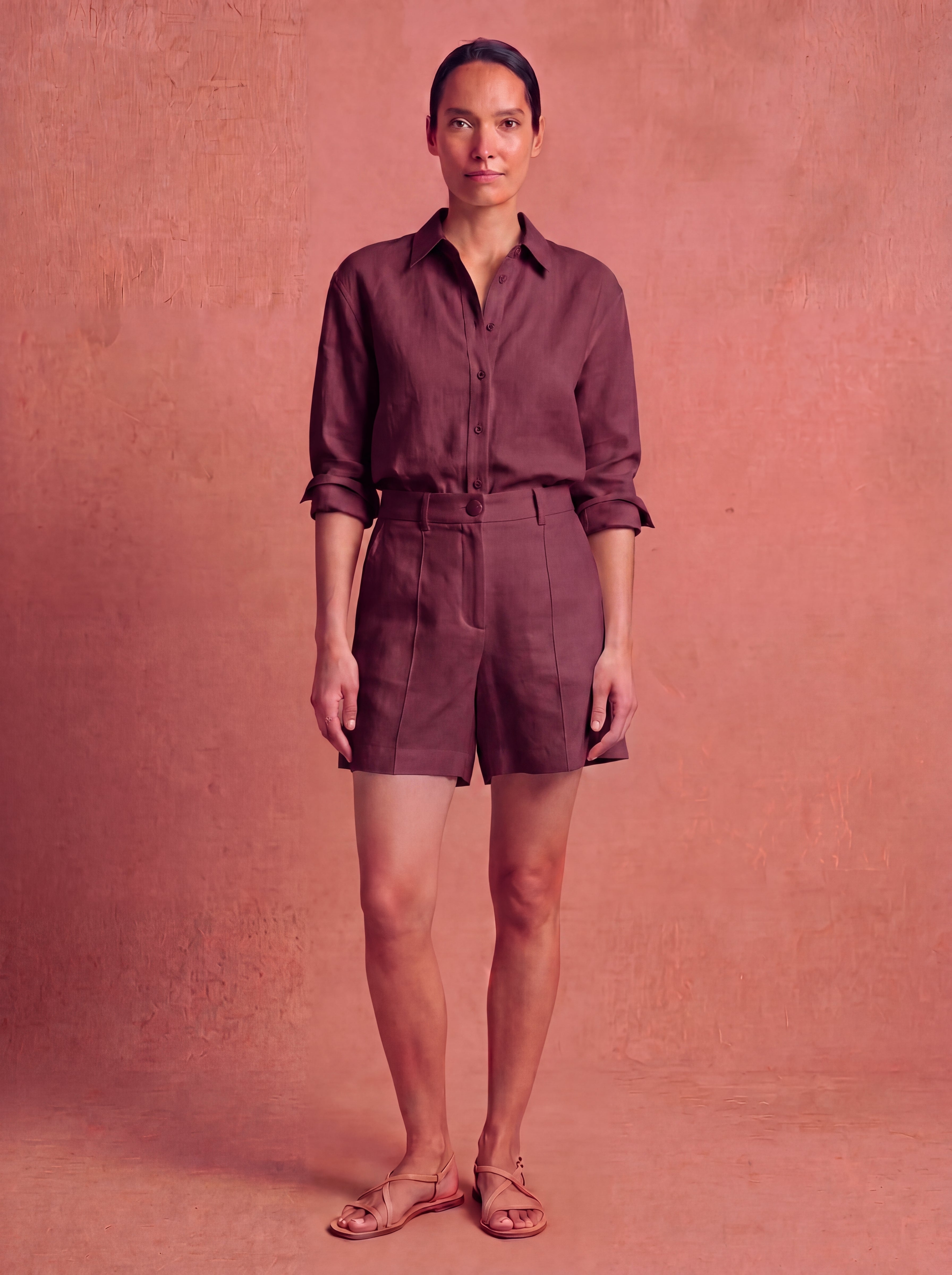 Bermuda Celina Marsala — Frente 01 #Cor_Marsala