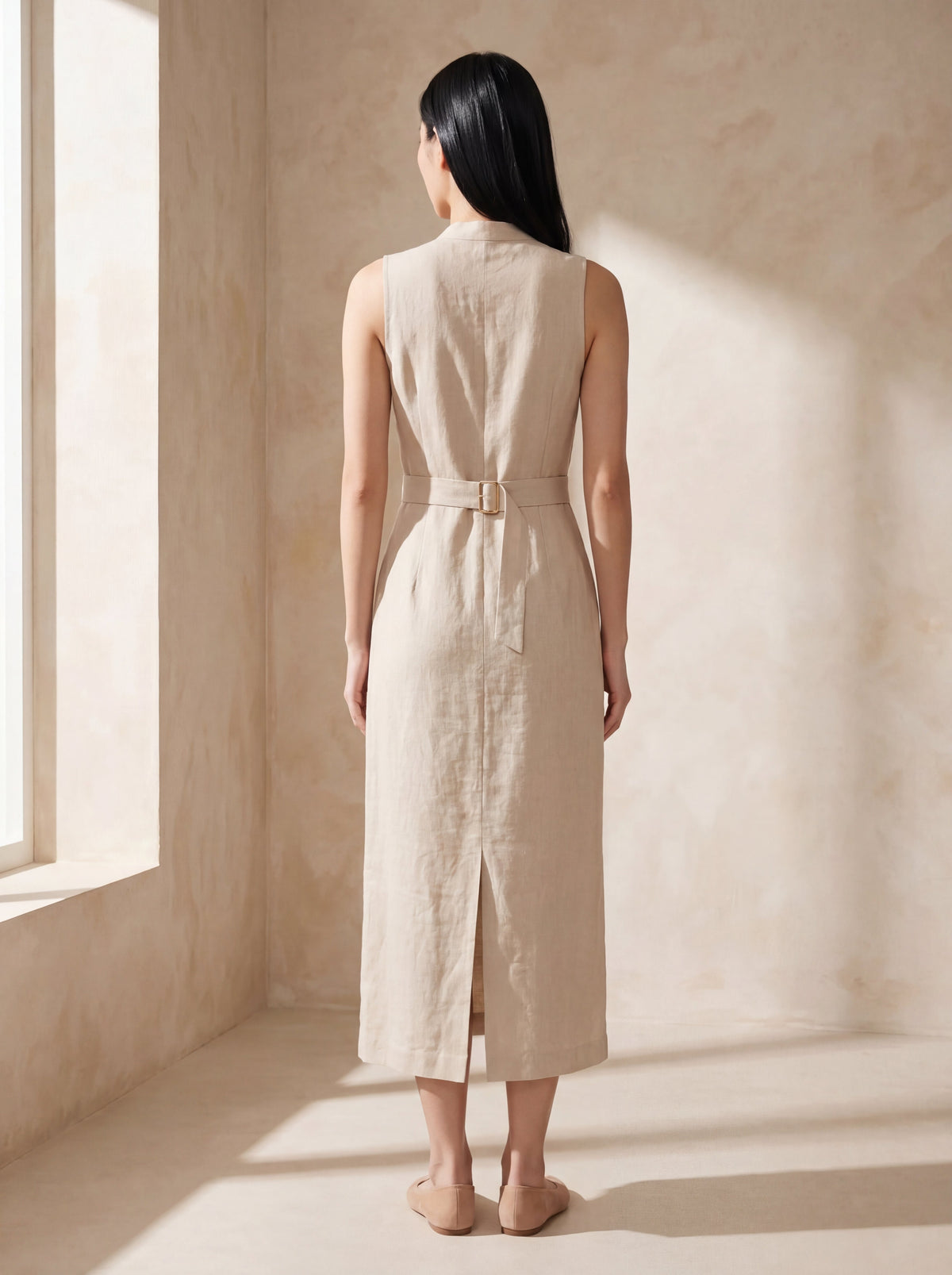 Vestido Midi Carol Cru — Costas 01 #Cor_Cru