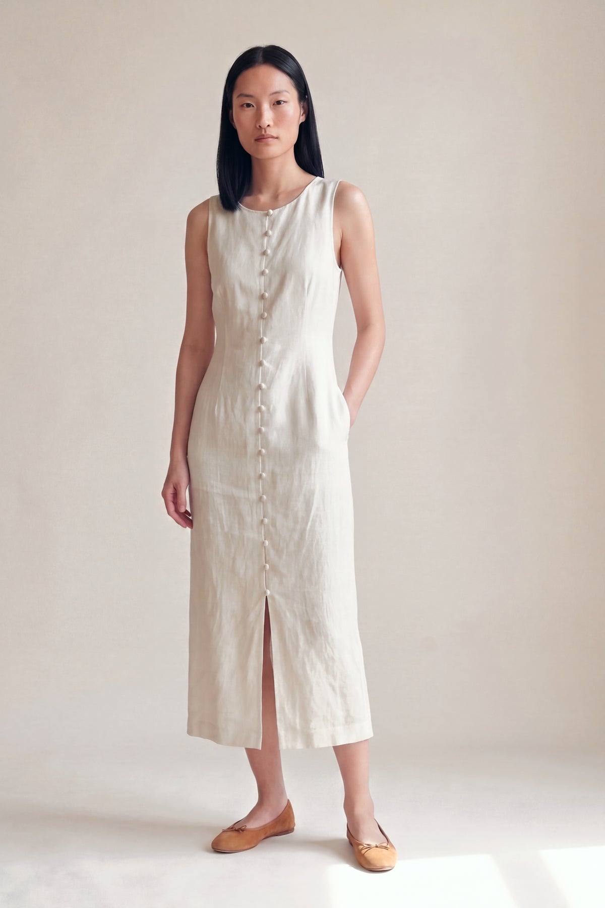 Vestido Midi Carol Cru — Frente
