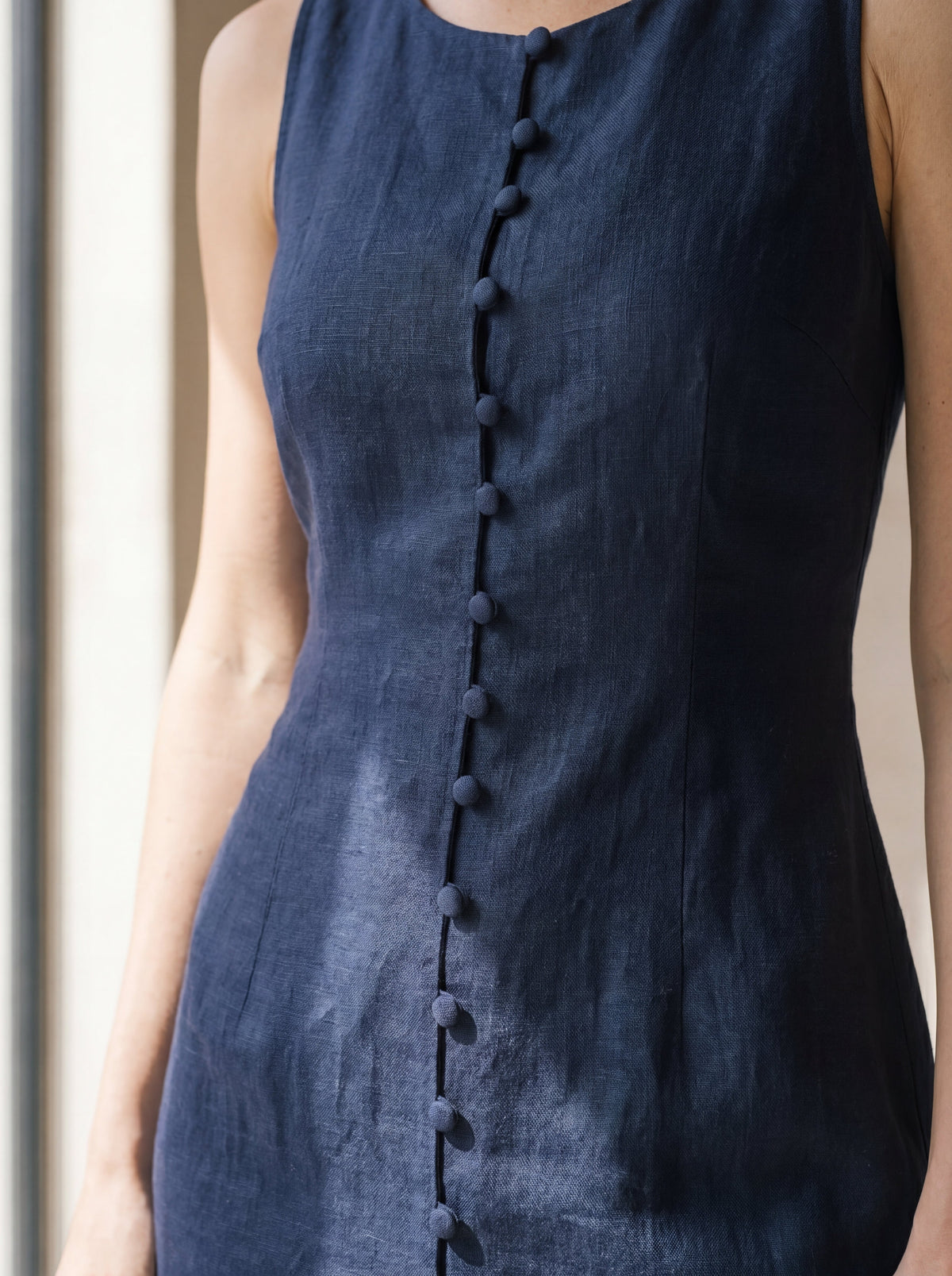 Vestido Midi Carol Marinho — Detalhe 01 #Cor_Marinho
