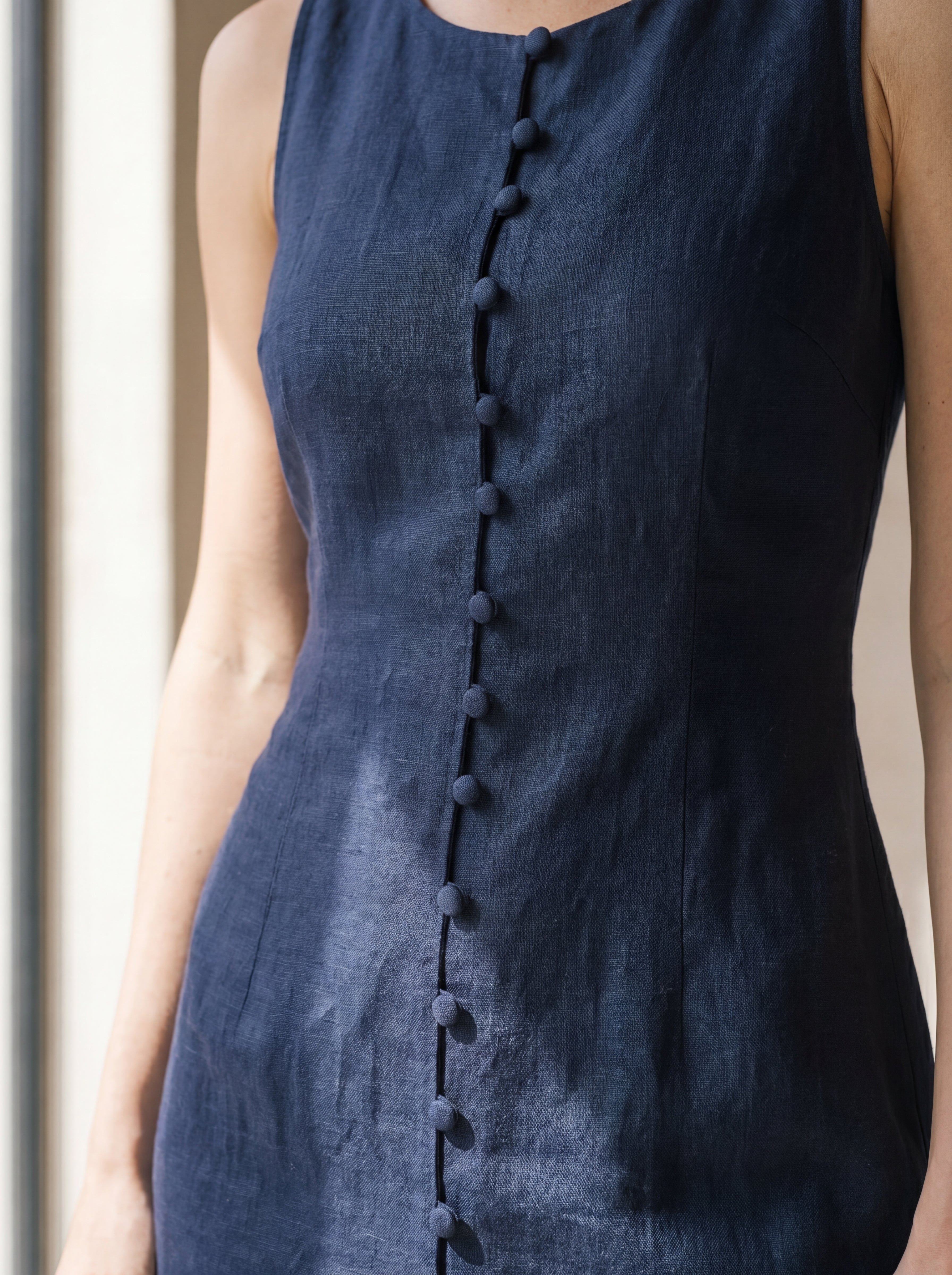 Vestido Midi Carol Marinho — Detalhe 01 #Cor_Marinho
