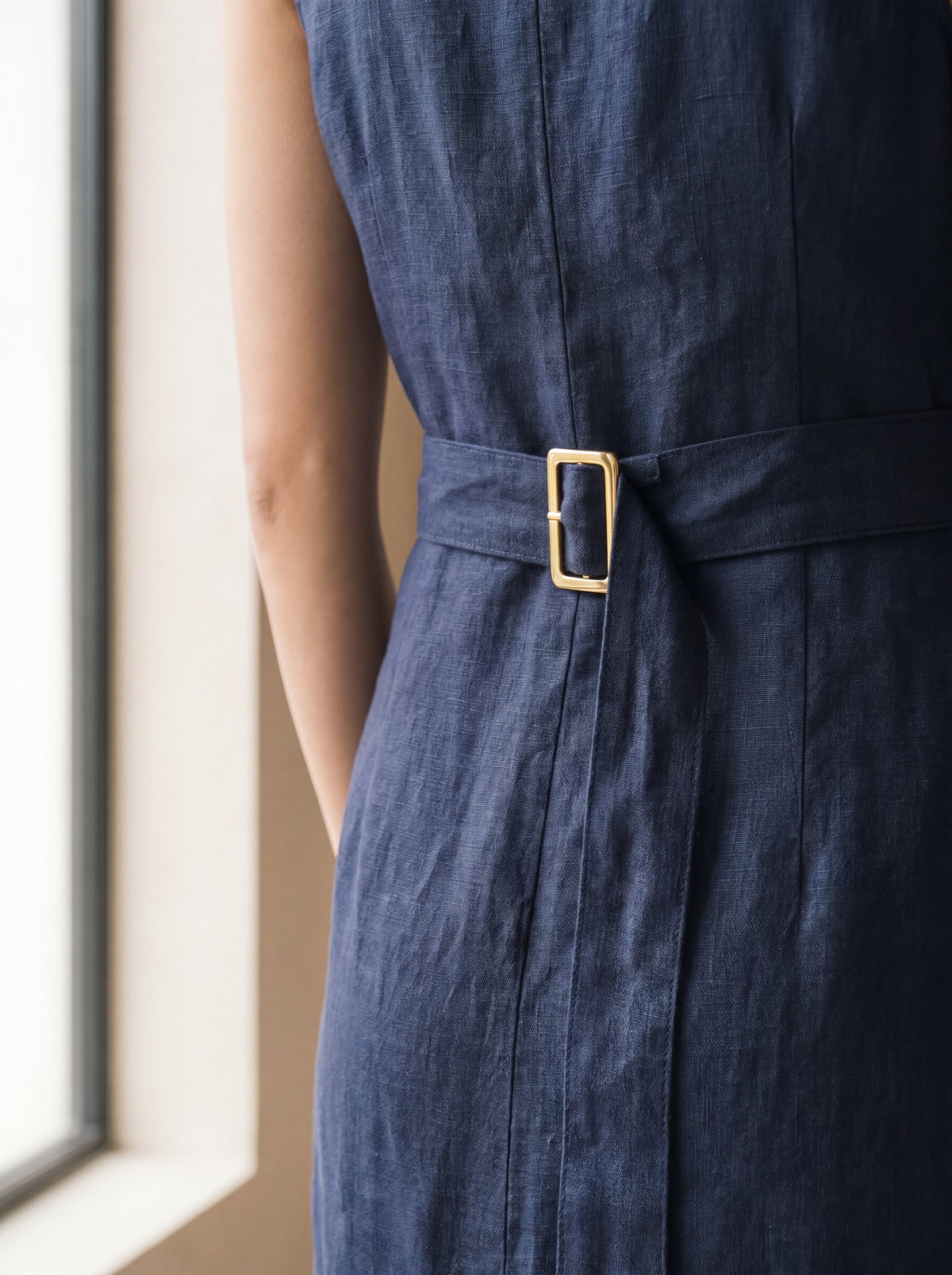Vestido Midi Carol Marinho — Detalhe 02 #Cor_Marinho