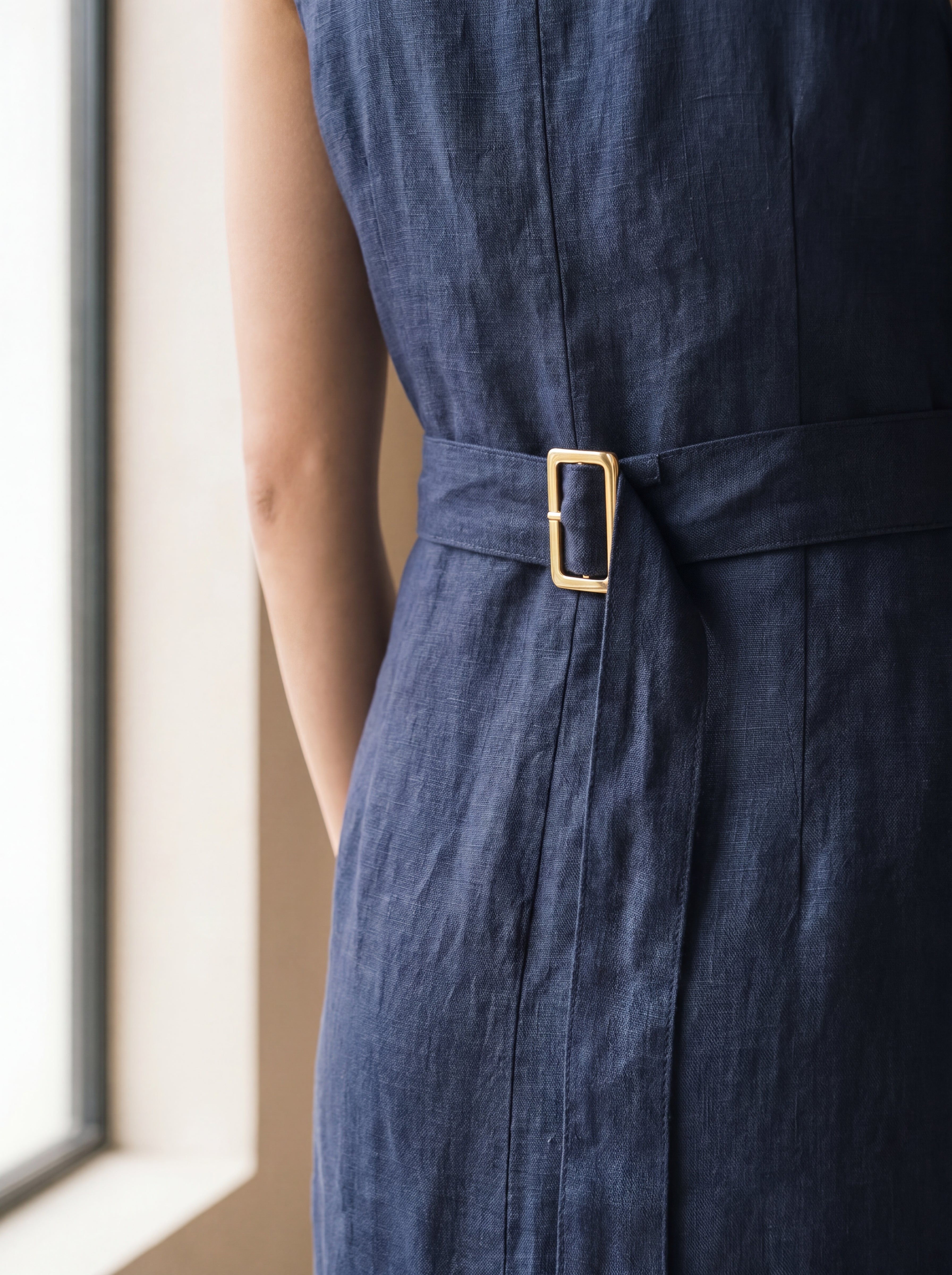 Vestido Midi Carol Marinho — Detalhe 02 #Cor_Marinho
