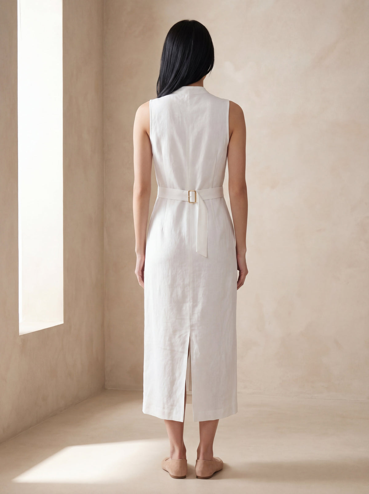 Vestido Midi Carol Branco — Costas 01 #Cor_Branco
