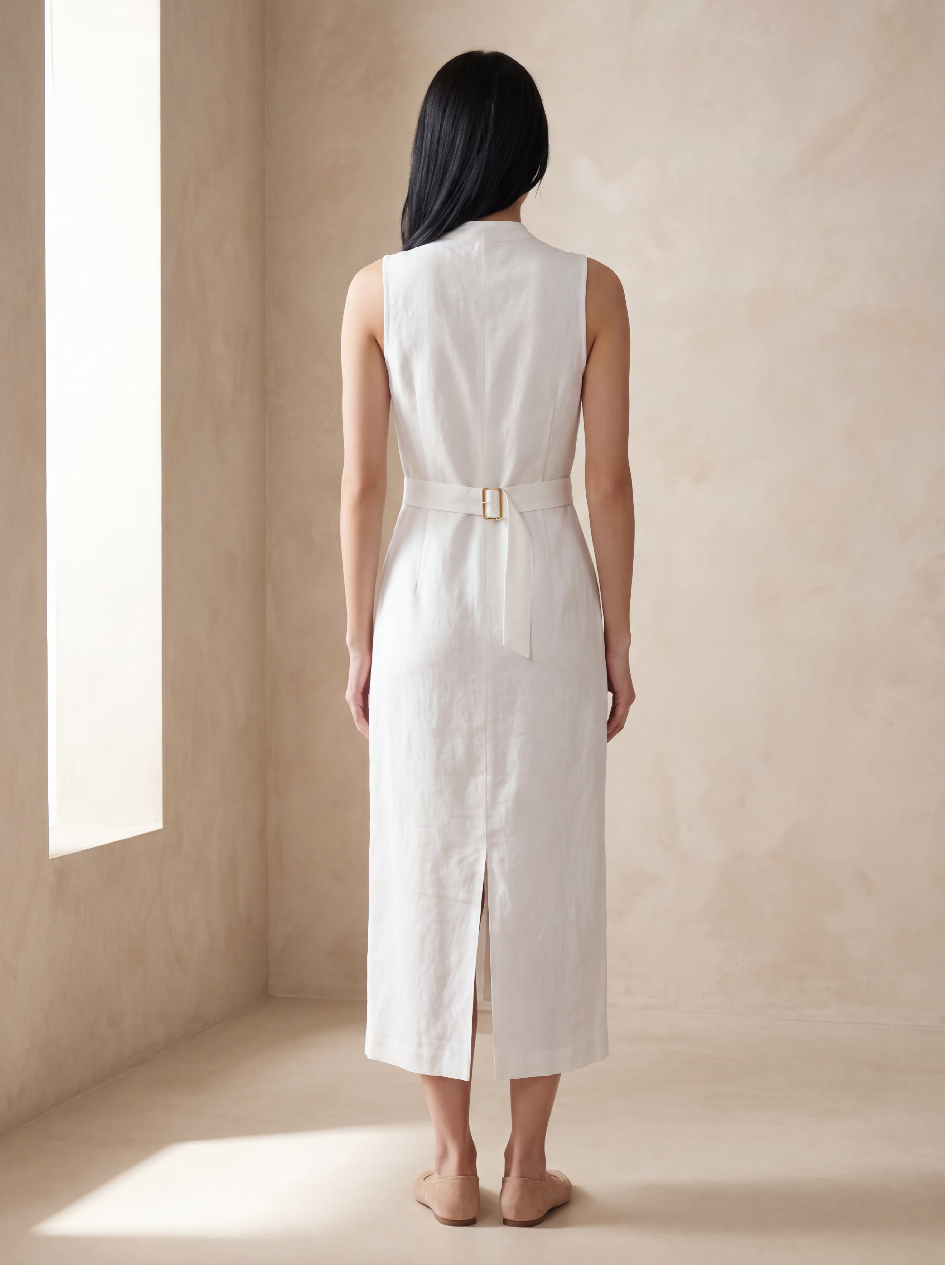 Vestido Midi Carol Branco — Costas 01 #Cor_Branco