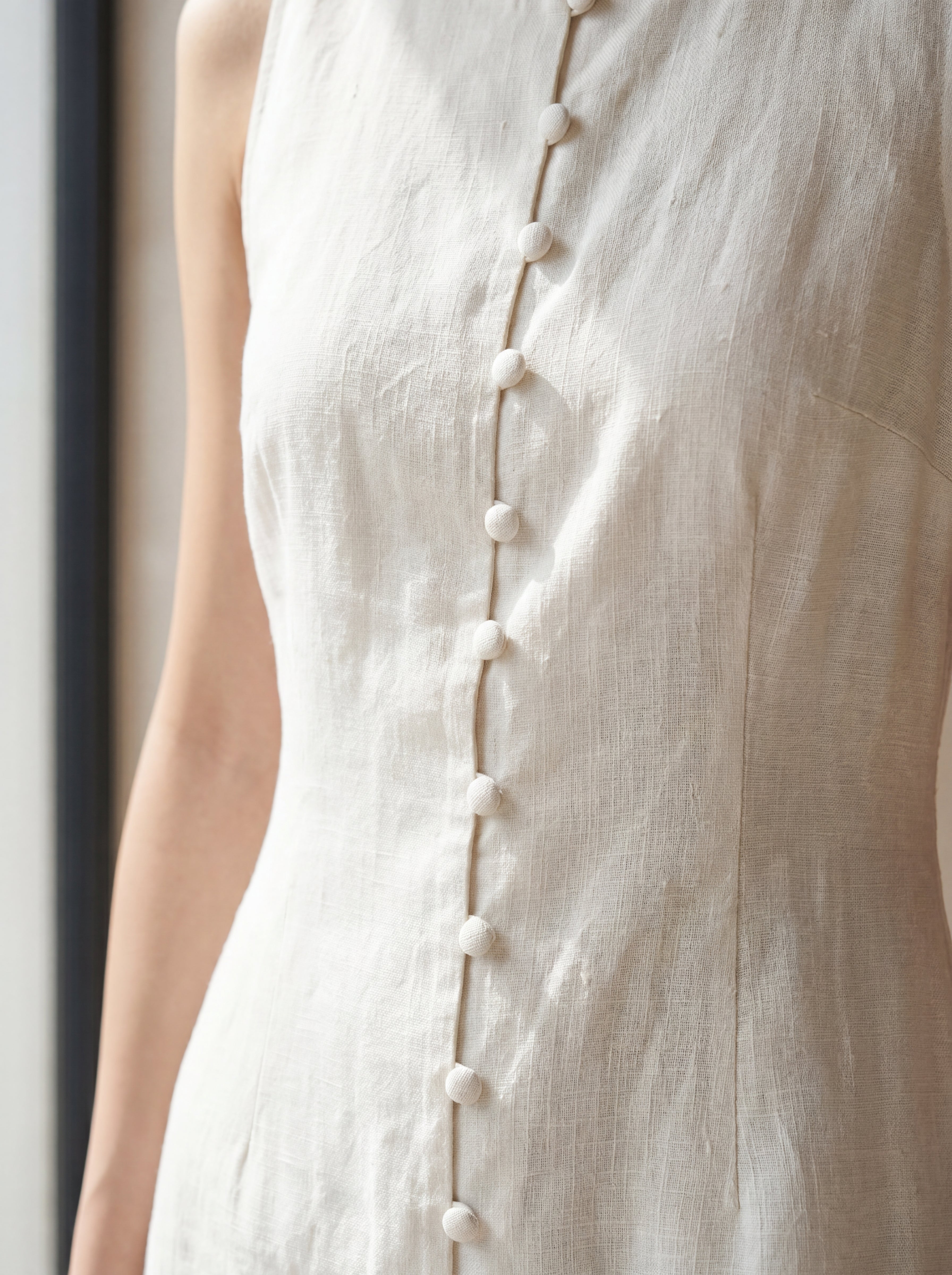 Vestido Midi Carol Branco — Detalhe 01 #Cor_Branco