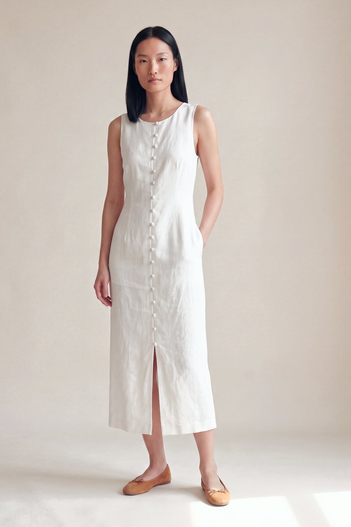 Vestido Midi Carol Branco — Frente