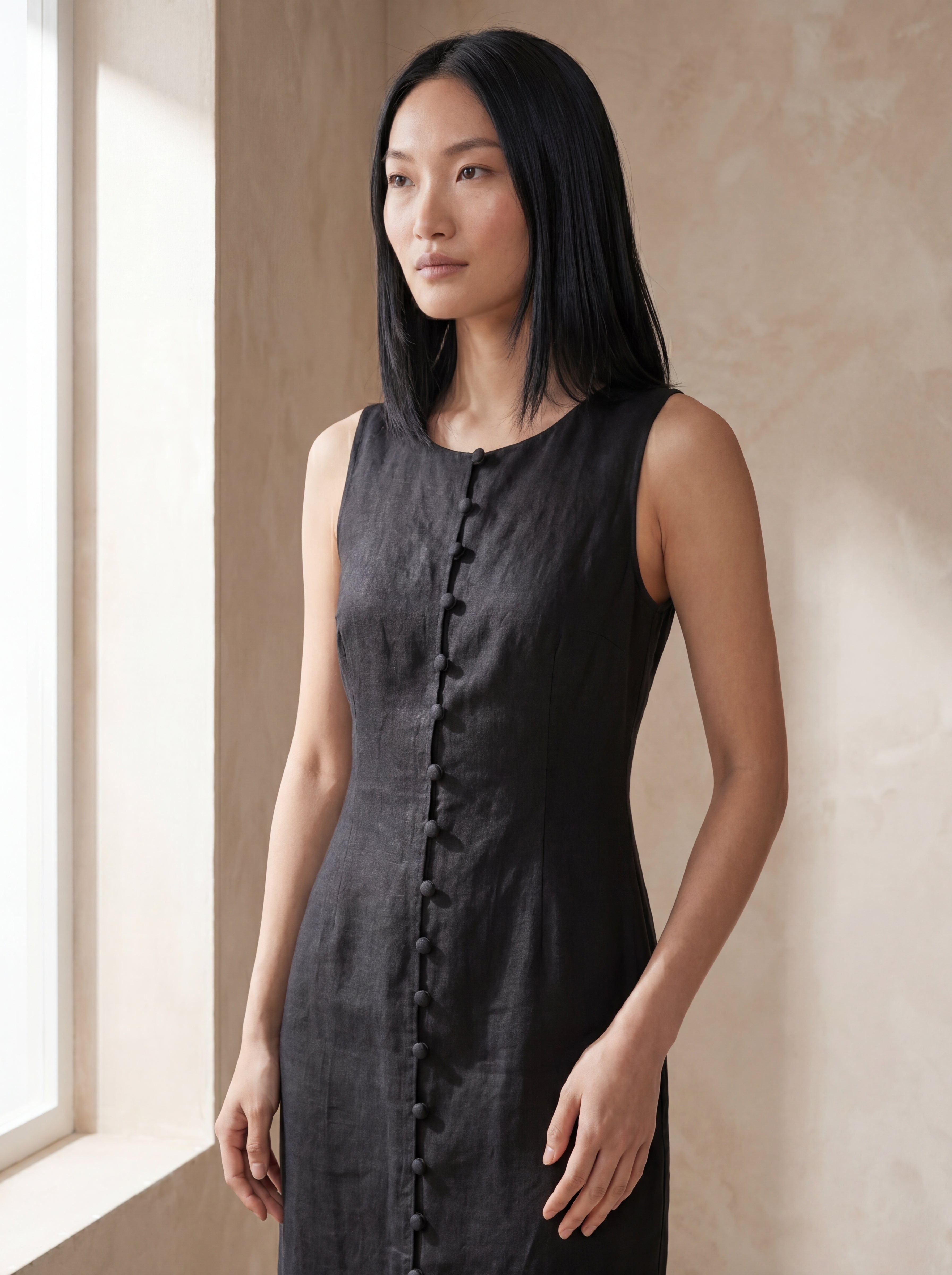Vestido Midi Carol Preto — Frente 01 #Cor_Preto