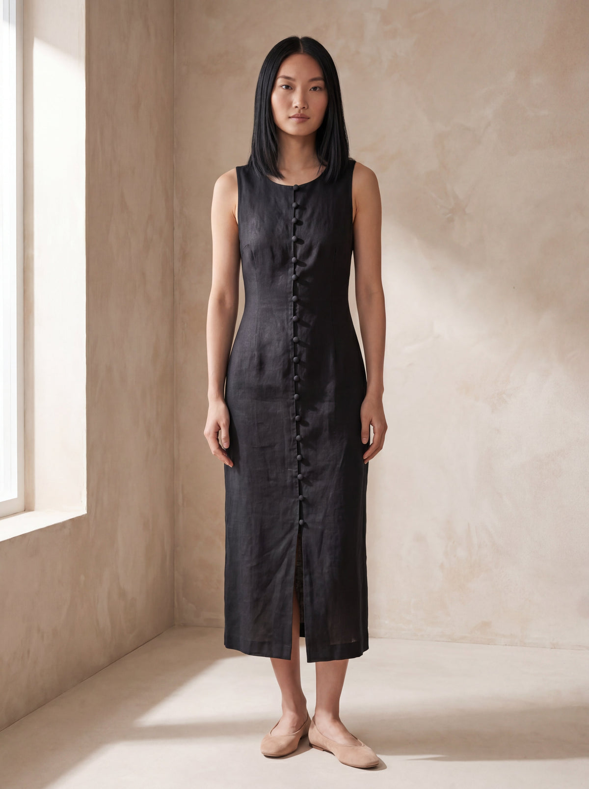 Vestido Midi Carol Preto — Frente 02 #Cor_Preto