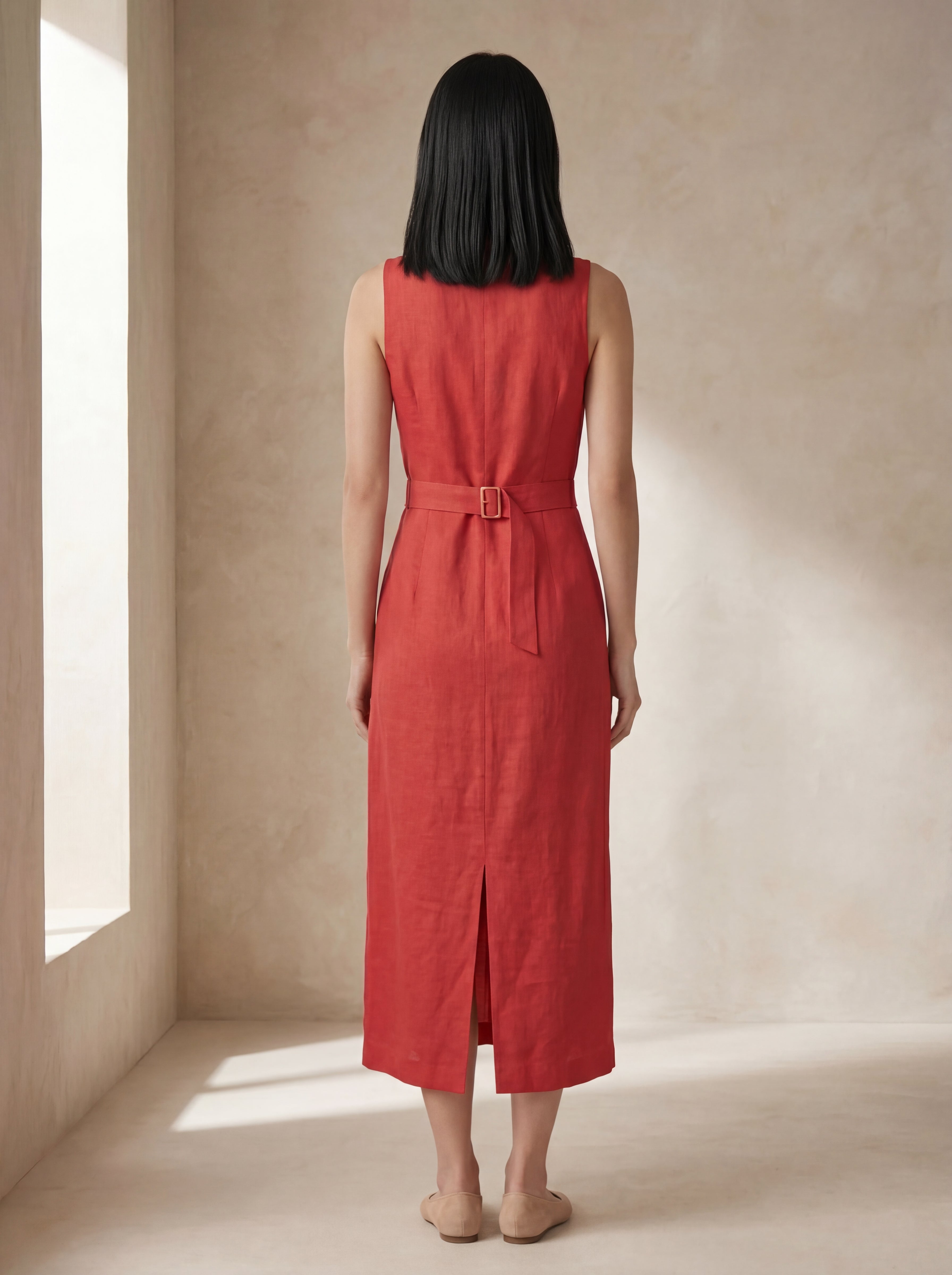 Vestido Midi Carol Vermelho — Costas 01 #Cor_Vermelho