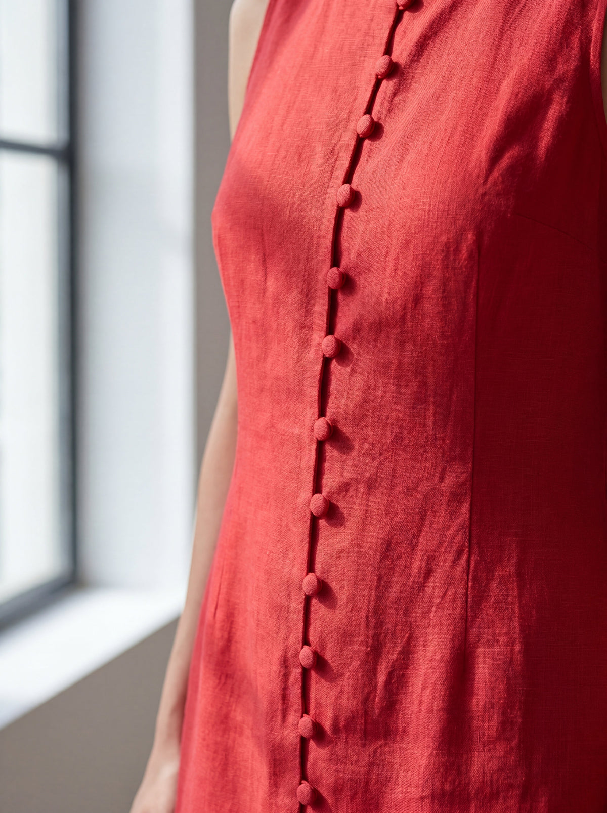 Vestido Midi Carol Vermelho — Detalhe 01 #Cor_Vermelho