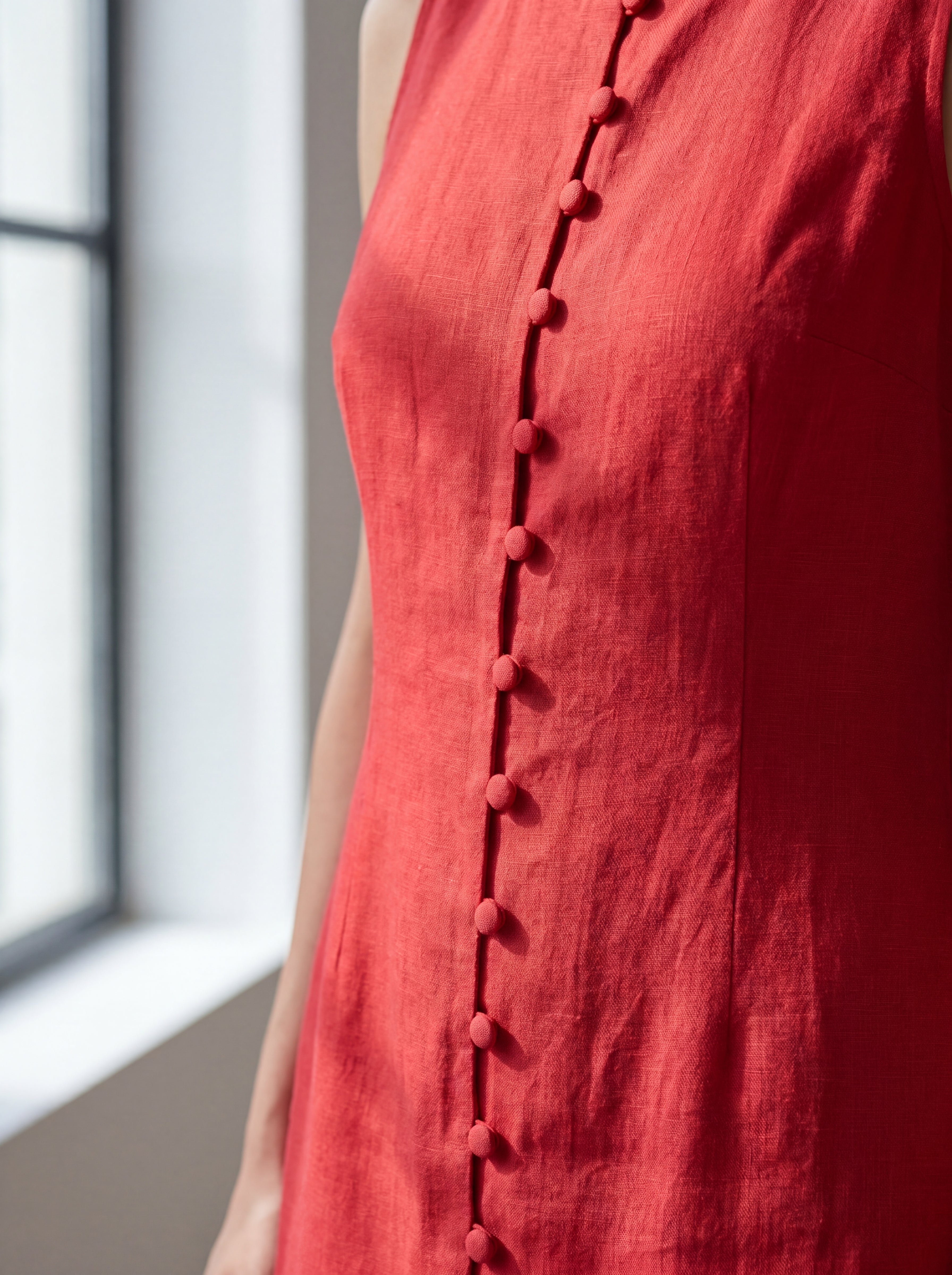 Vestido Midi Carol Vermelho — Detalhe 01 #Cor_Vermelho