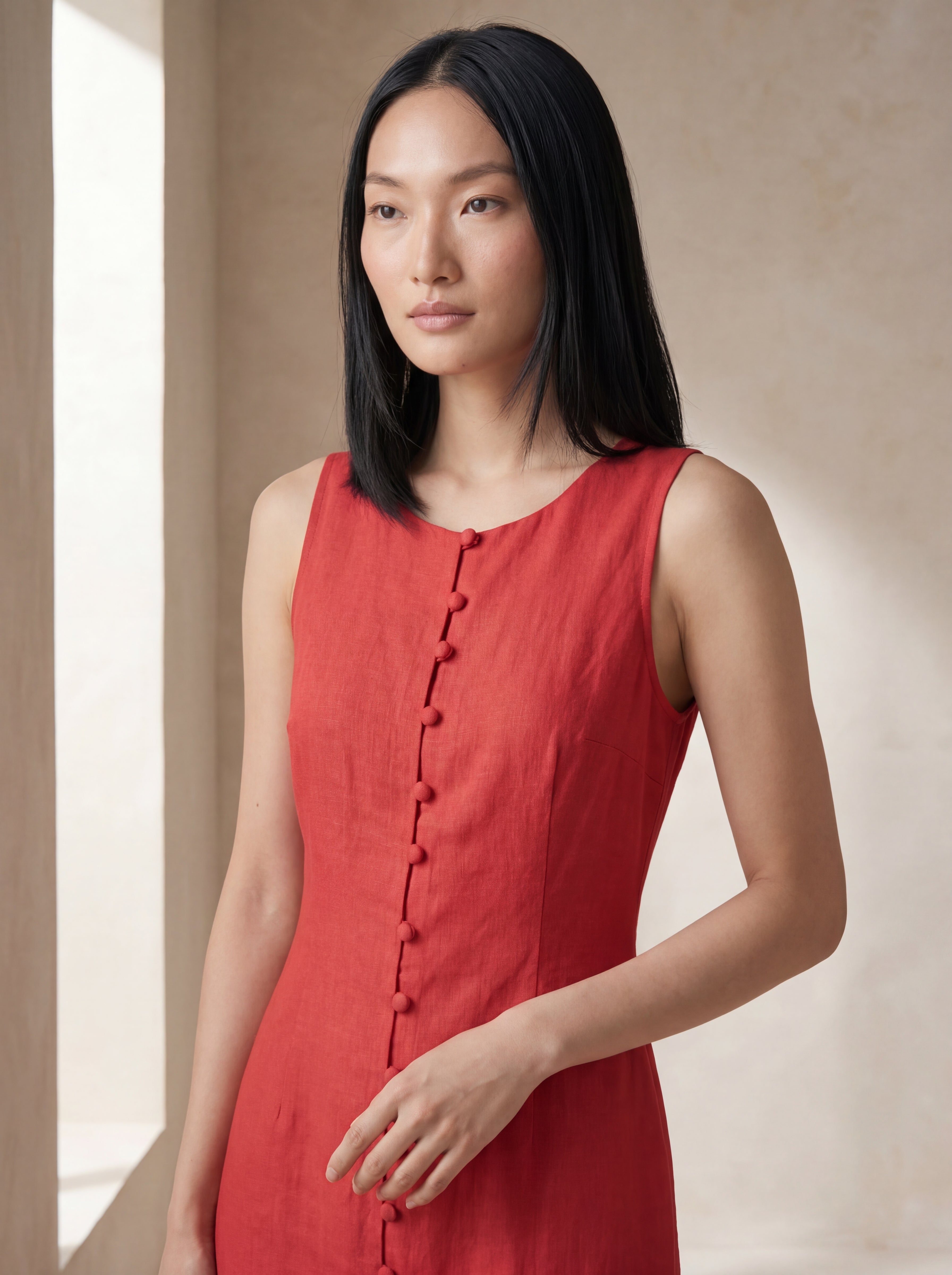Vestido Midi Carol Vermelho — Frente 01 #Cor_Vermelho