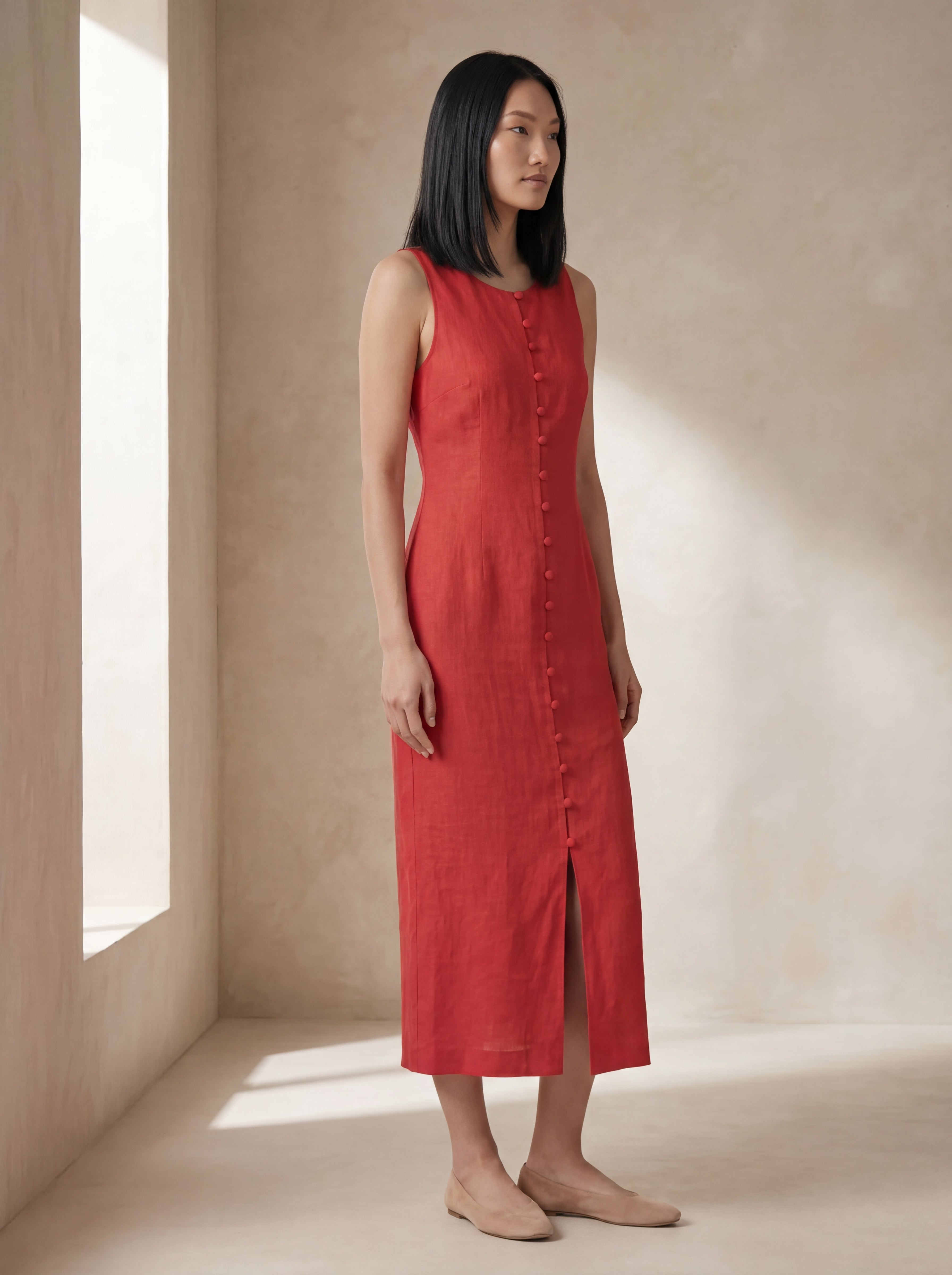 Vestido Midi Carol Vermelho — Lateral 01 #Cor_Vermelho
