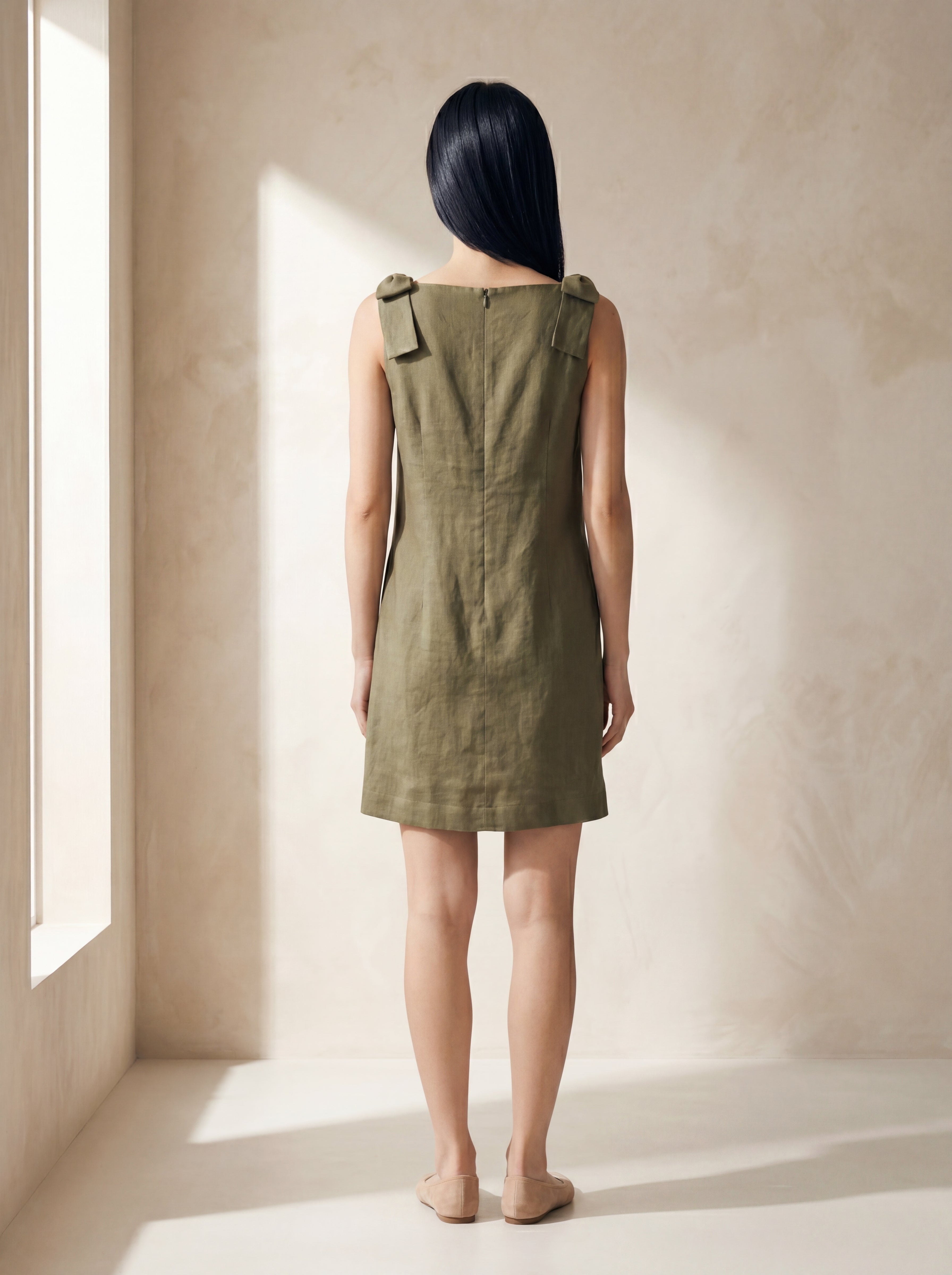 Vestido Beatriz Verde Militar — Costas 01 #Cor_Verde Militar