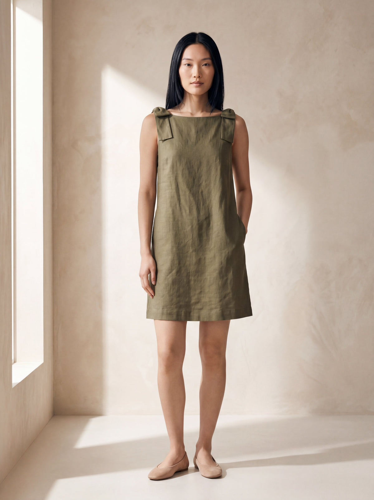Vestido Beatriz Verde Militar — Frente 01 #Cor_Verde Militar
